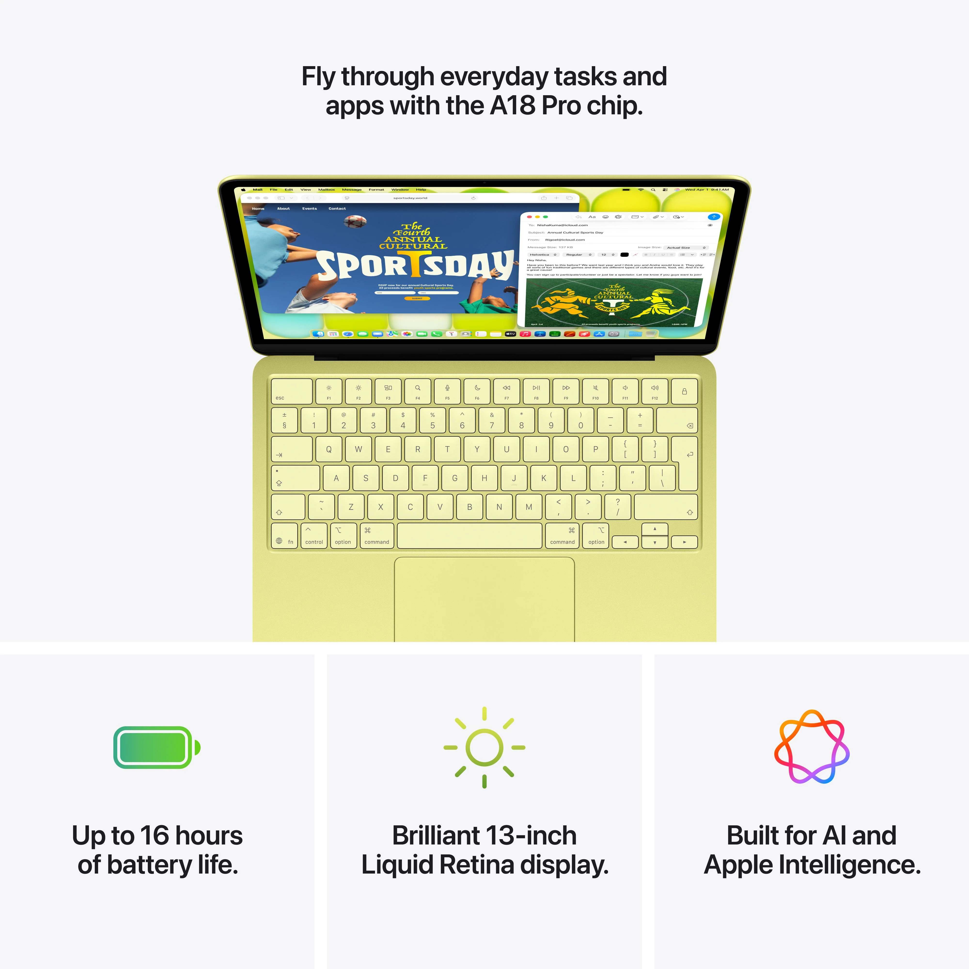 MacBook Neo de 13 polegadas: Processador A16 Pro da Apple com CPU 6‑Core e GPU 5‑Core, Magic Keyboard, 256 GB SSD - Prateado - Image 9