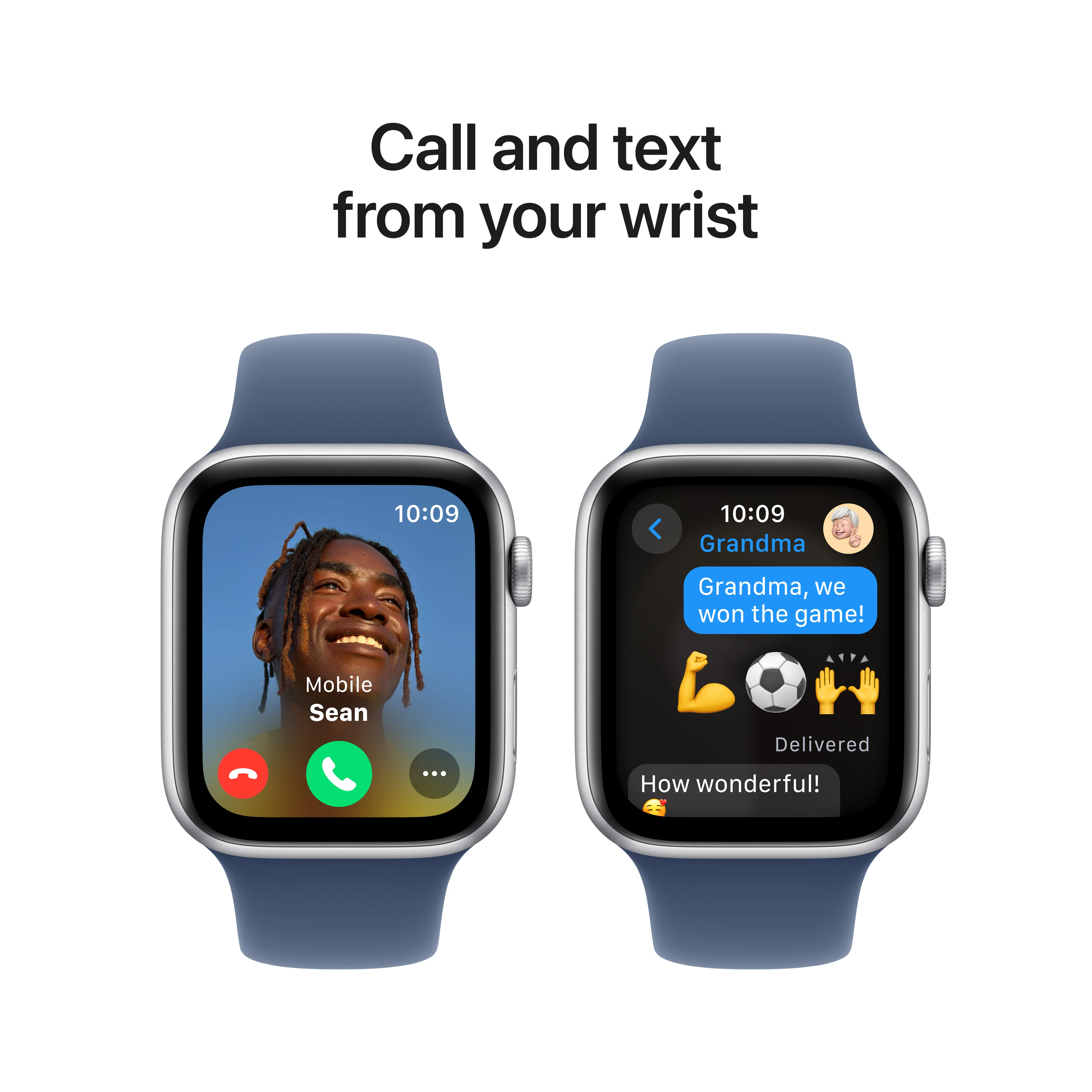 Apple Watch SE GPS, Caixa em alumínio prateado de 44 mm com Bracelete desportiva azul Denim - M/L - Image 4