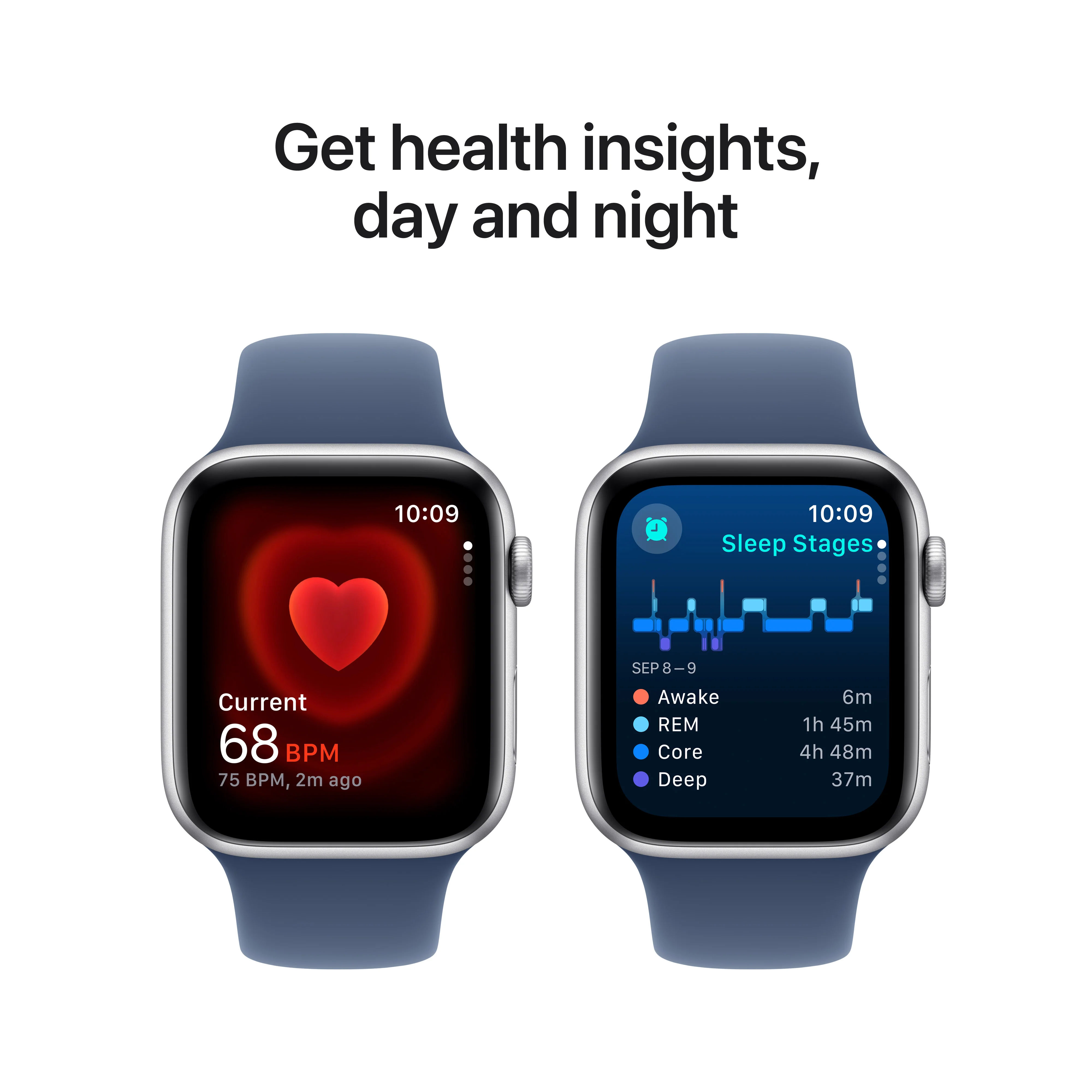 Apple Watch SE GPS, Caixa em alumínio prateado de 44 mm com Bracelete desportiva azul Denim - M/L - Image 5