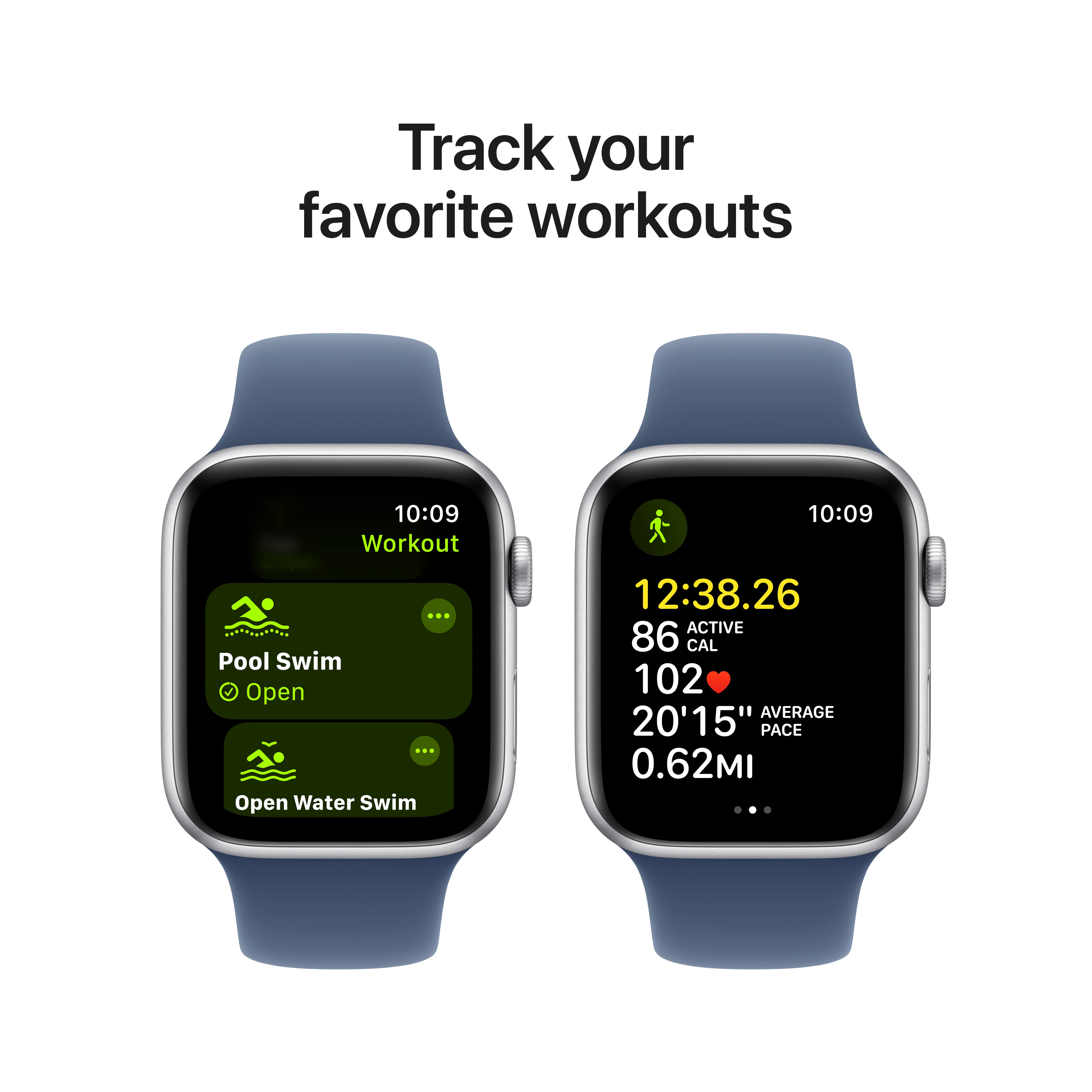 Apple Watch SE GPS, Caixa em alumínio prateado de 44 mm com Bracelete desportiva azul Denim - M/L - Image 6