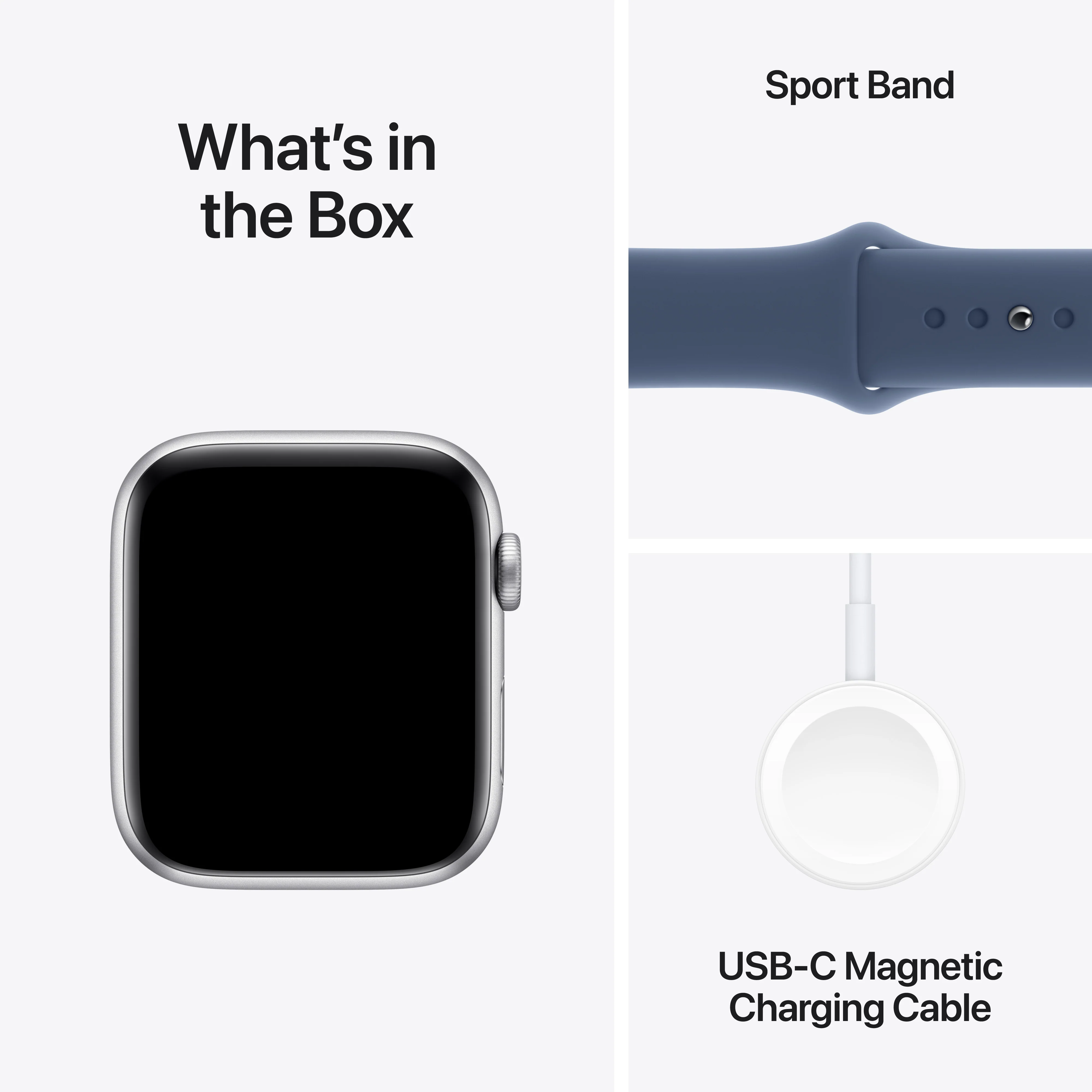 Apple Watch SE GPS, Caixa em alumínio prateado de 44 mm com Bracelete desportiva azul Denim - M/L - Image 7