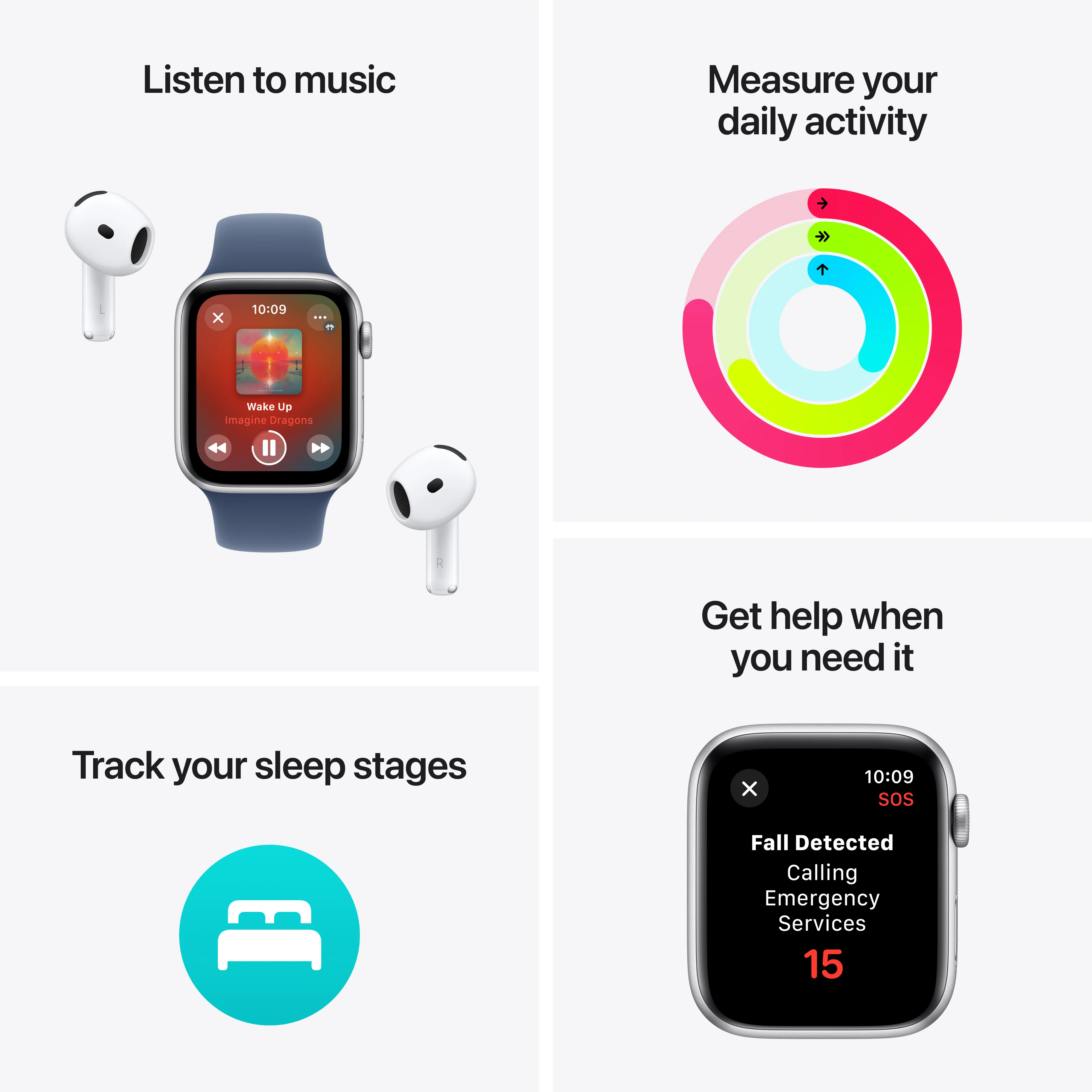 Apple Watch SE GPS, Caixa em alumínio luz das estrelas de 44 mm com Loop desportiva verde lago - Image 3