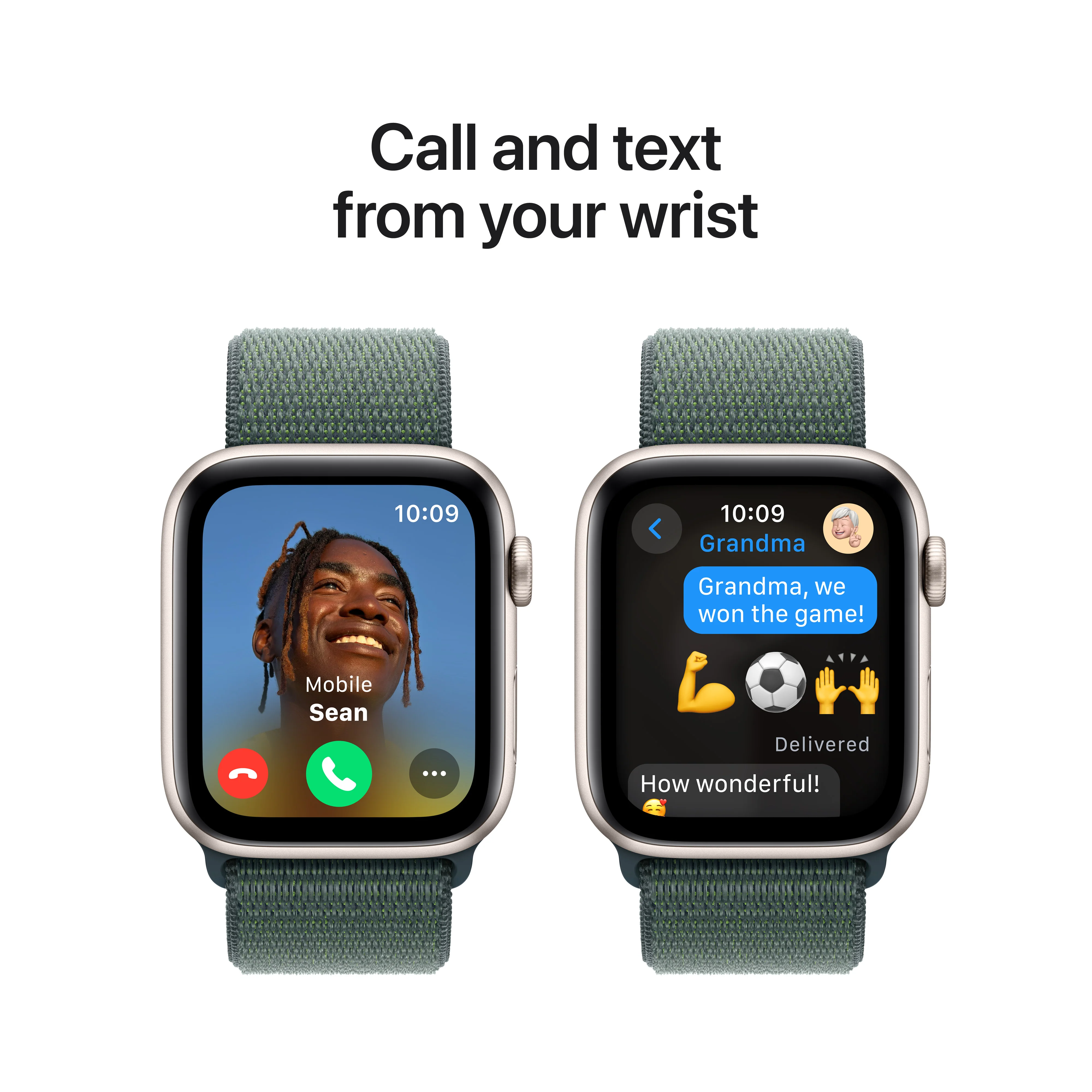 Apple Watch SE GPS, Caixa em alumínio luz das estrelas de 44 mm com Loop desportiva verde lago - Image 4