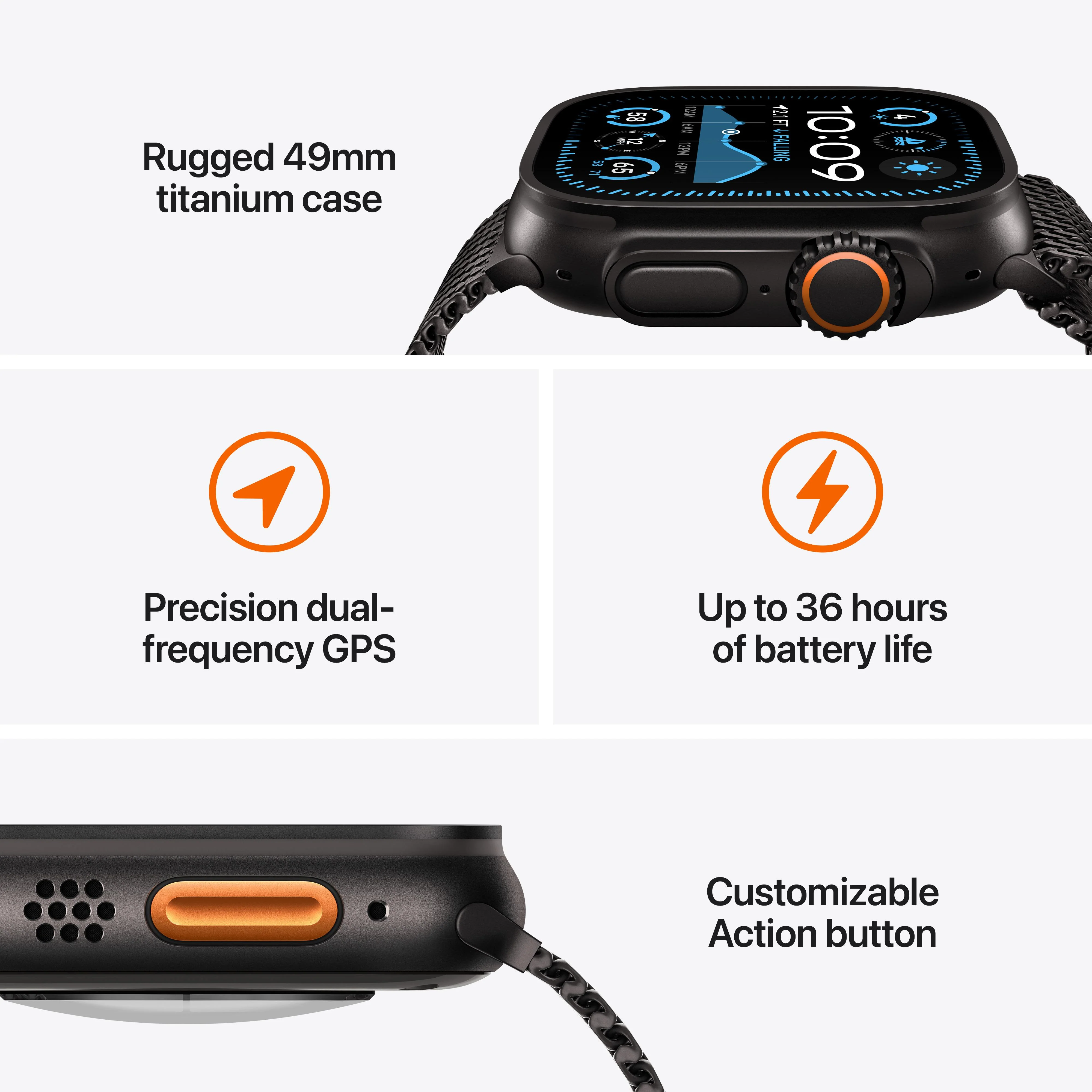 Apple Watch Ultra 2 GPS + Cellular, Caixa em titânio preto de 49 mm com Loop Alpine em verde-escuro ‑ M - Image 3