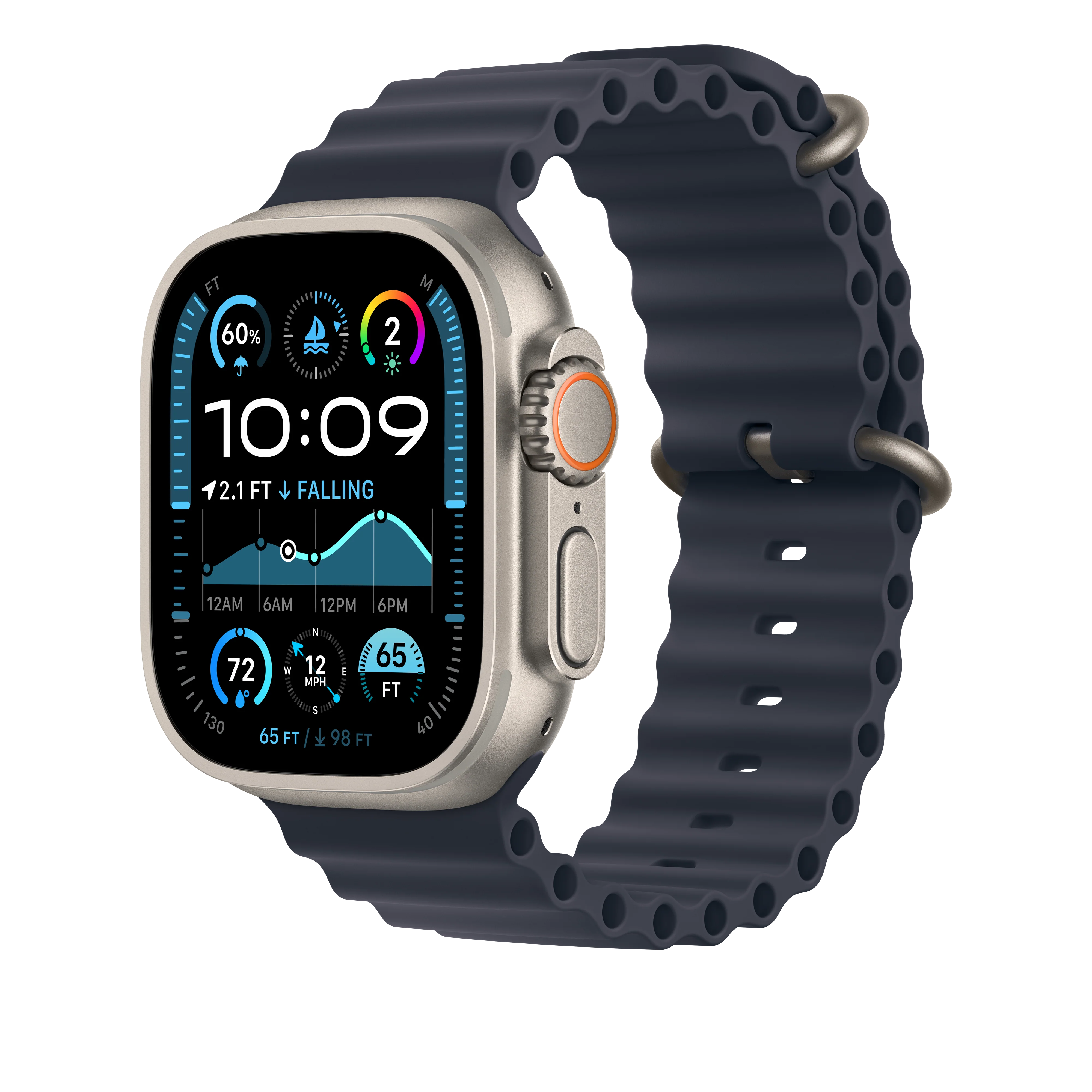 Extensão para Bracelete Ocean azul navy de 49 mm - Titânio natural - Image 2