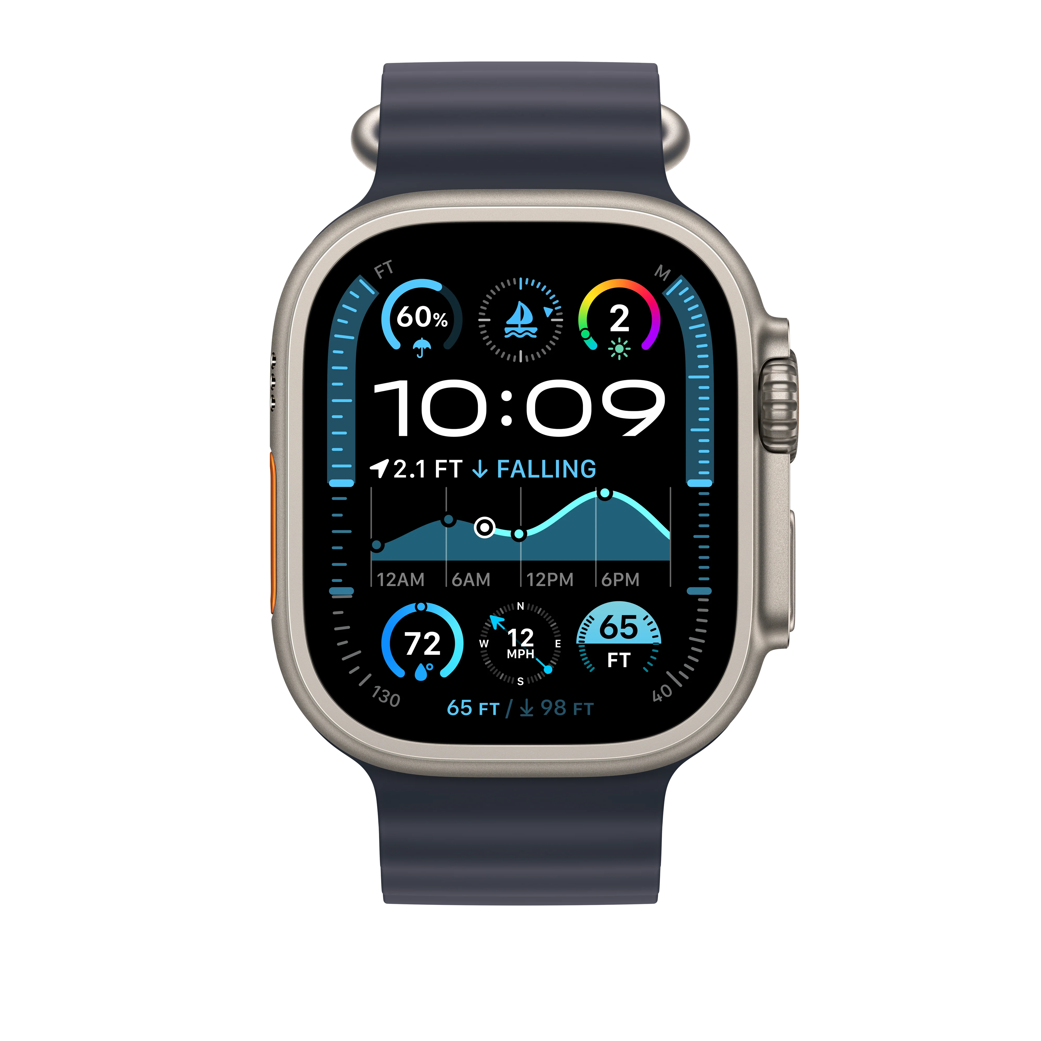 Extensão para Bracelete Ocean azul navy de 49 mm - Titânio natural - Image 3