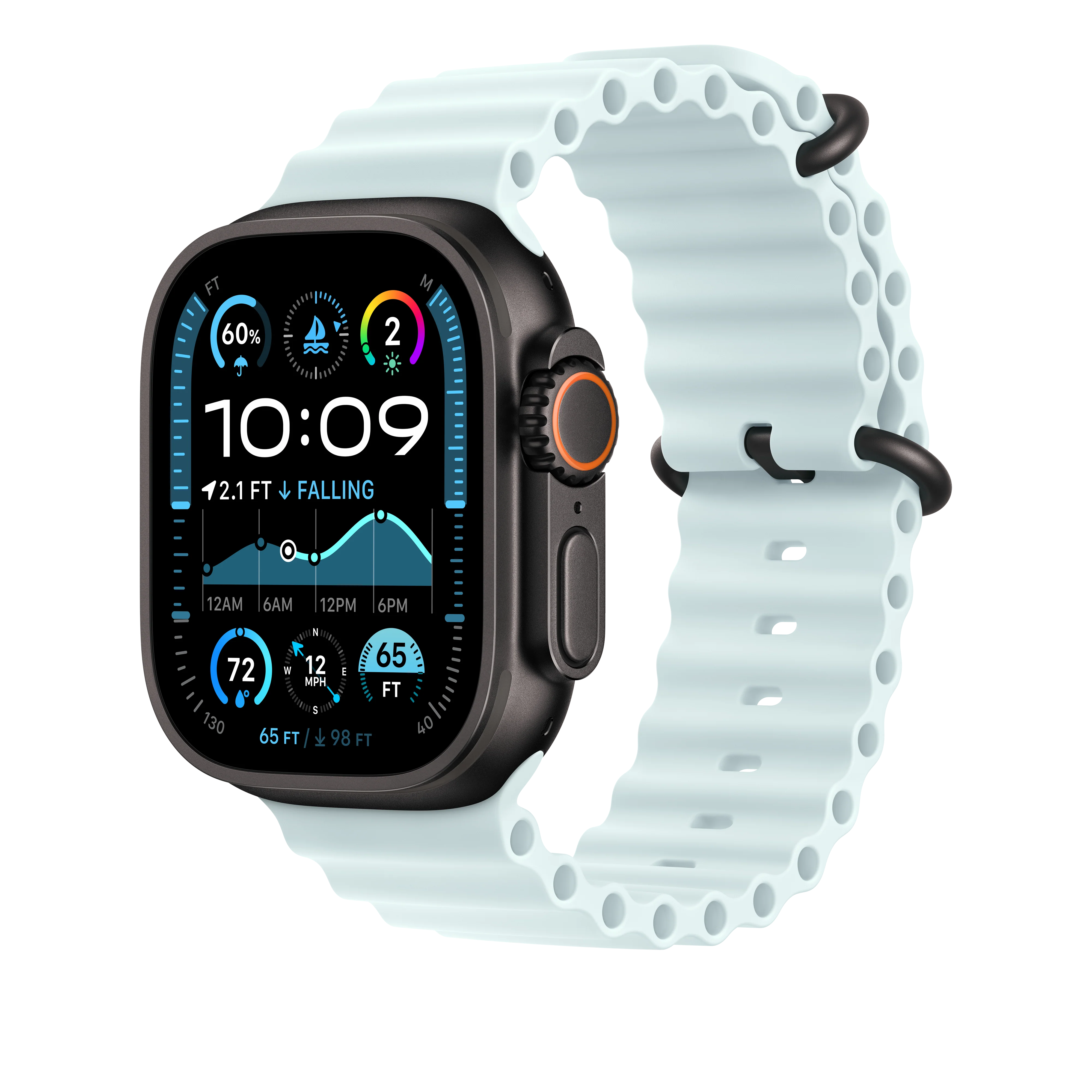 Bracelete Ocean azul gelo de 49 mm - Titânio preto - Image 2