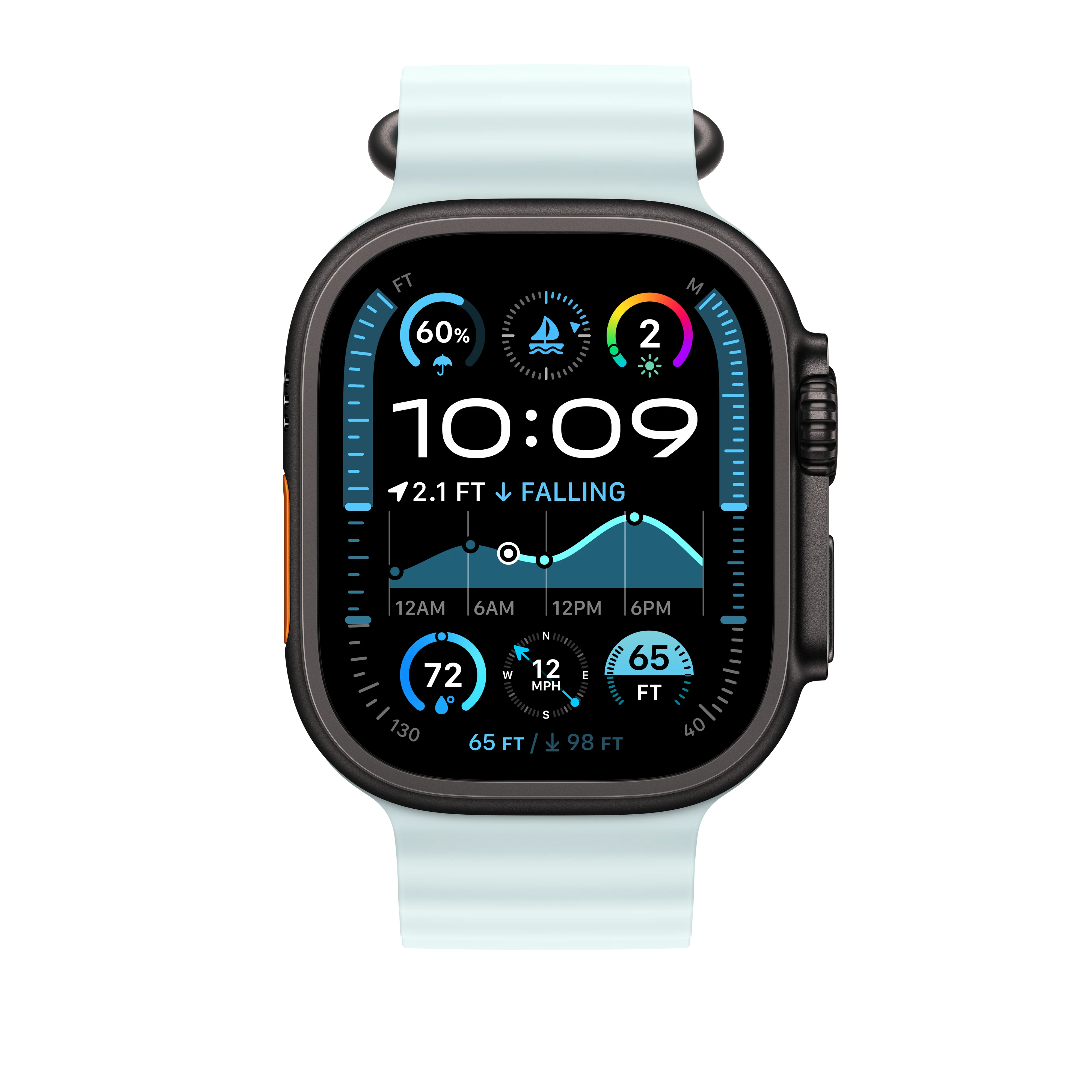 Extensão para Bracelete Ocean azul gelo de 49 mm - Titânio preto - Image 3