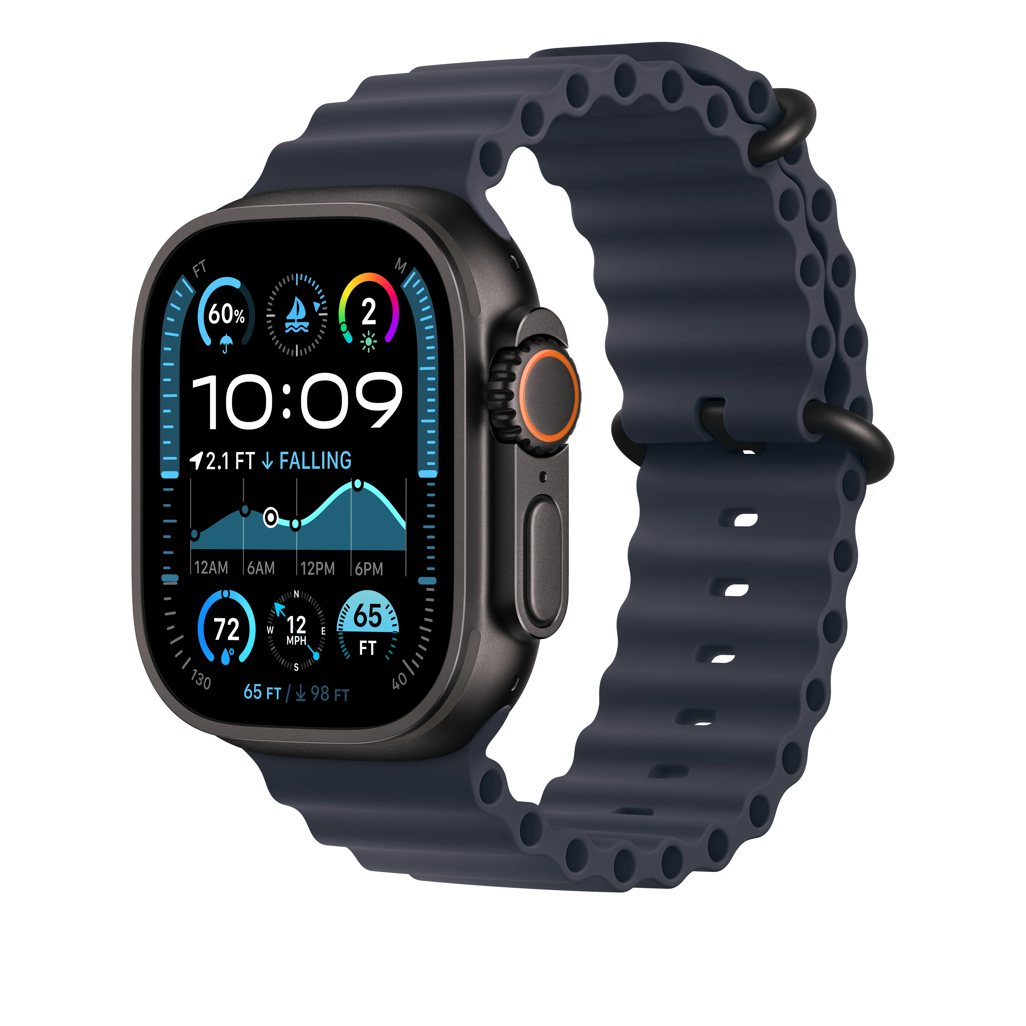 Bracelete Ocean azul navy de 49 mm - Titânio preto - Image 2