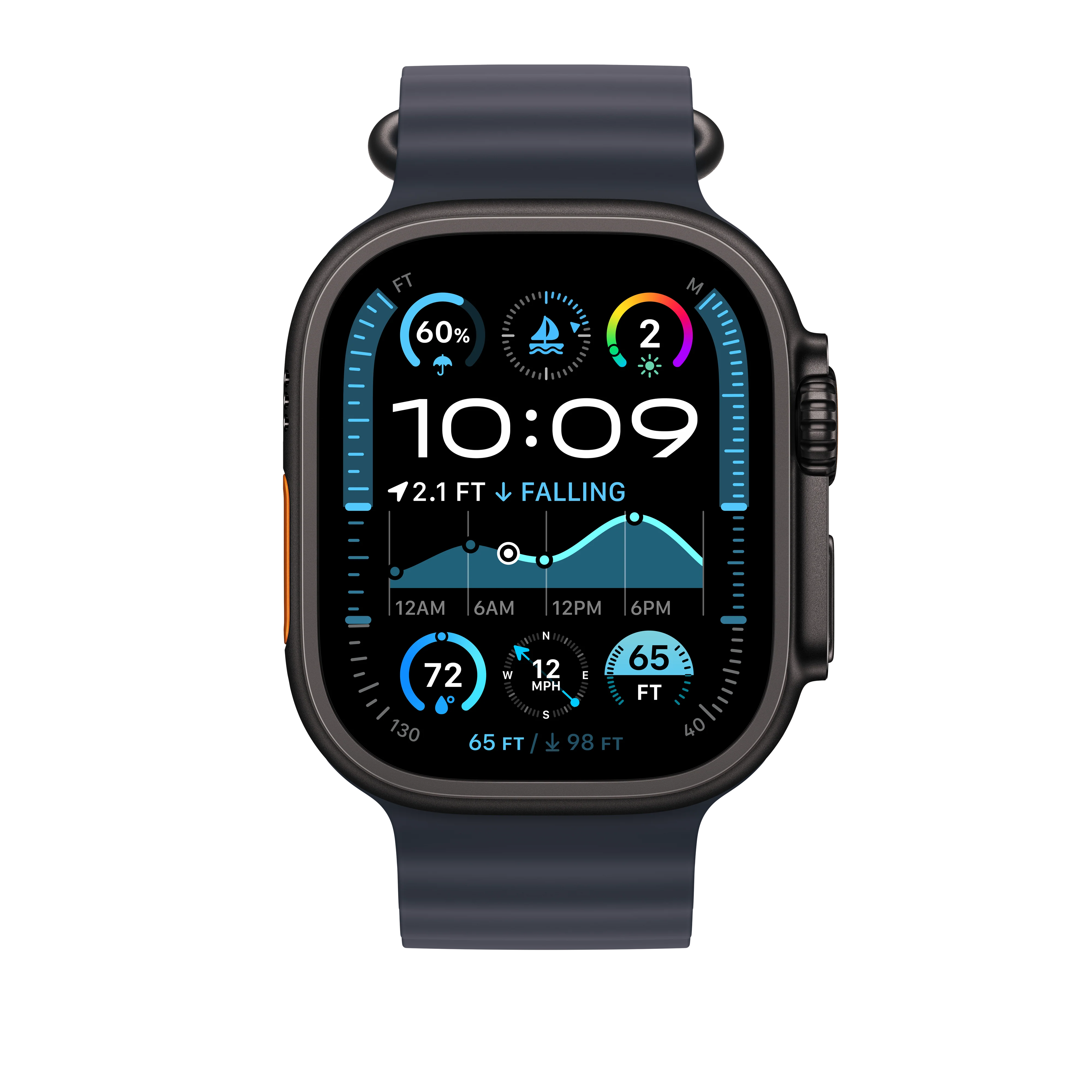 Bracelete Ocean azul navy de 49 mm - Titânio preto - Image 3