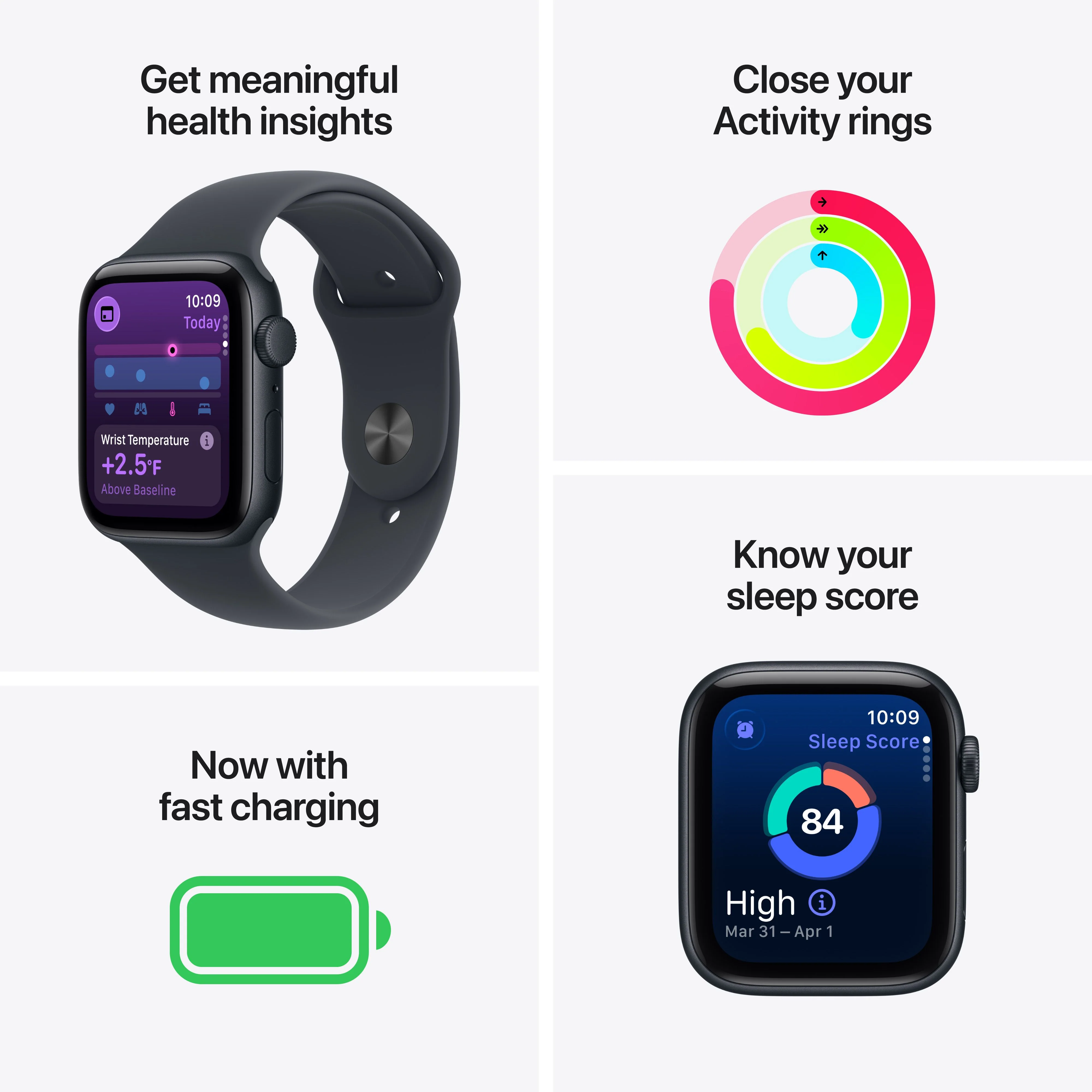 Apple Watch SE 3 GPS, Caixa em alumínio meia‑noite de 44 mm com Bracelete desportiva meia‑noite - S/M - Image 3