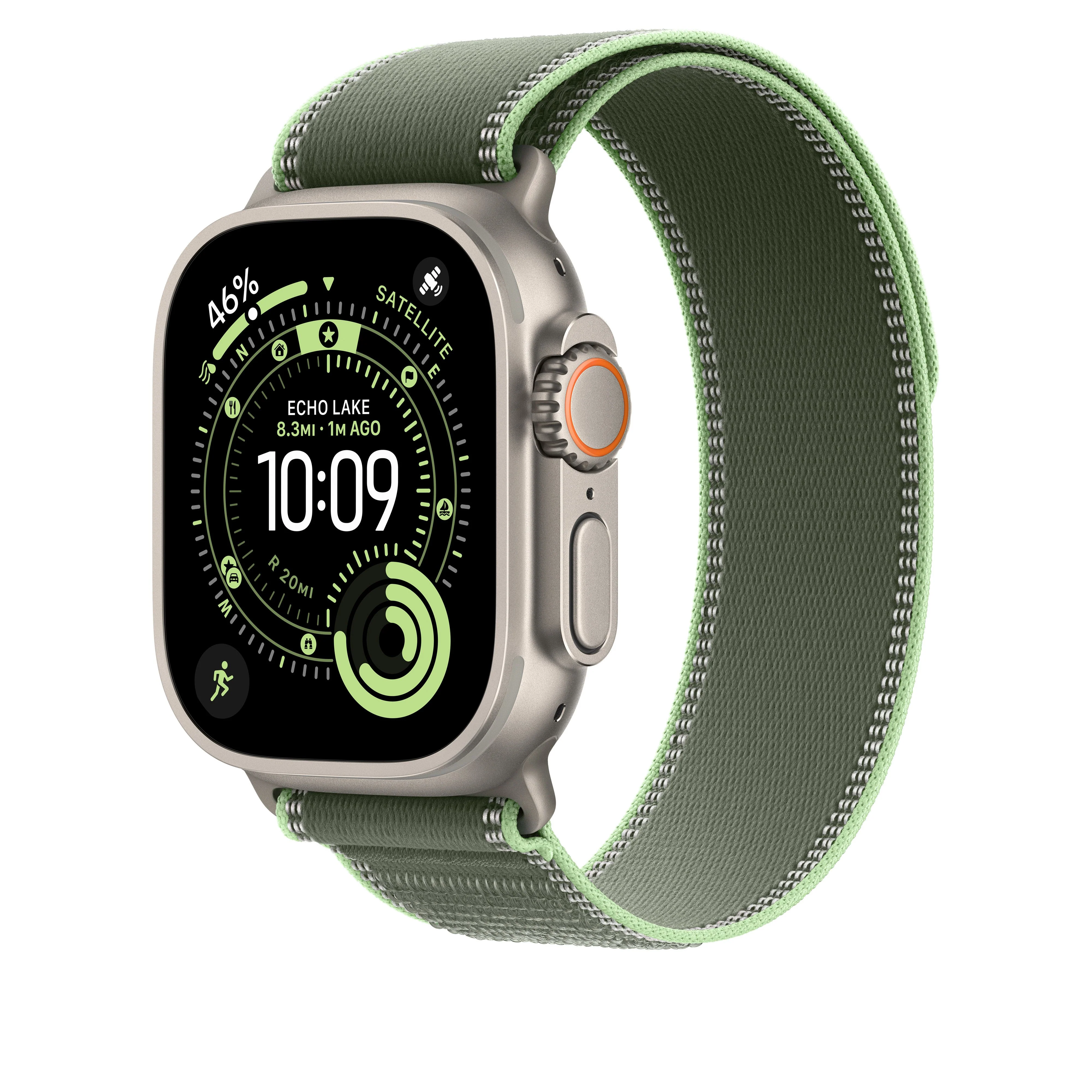 Loop Trail verde/néon de 49 mm - M/L - Titânio natural