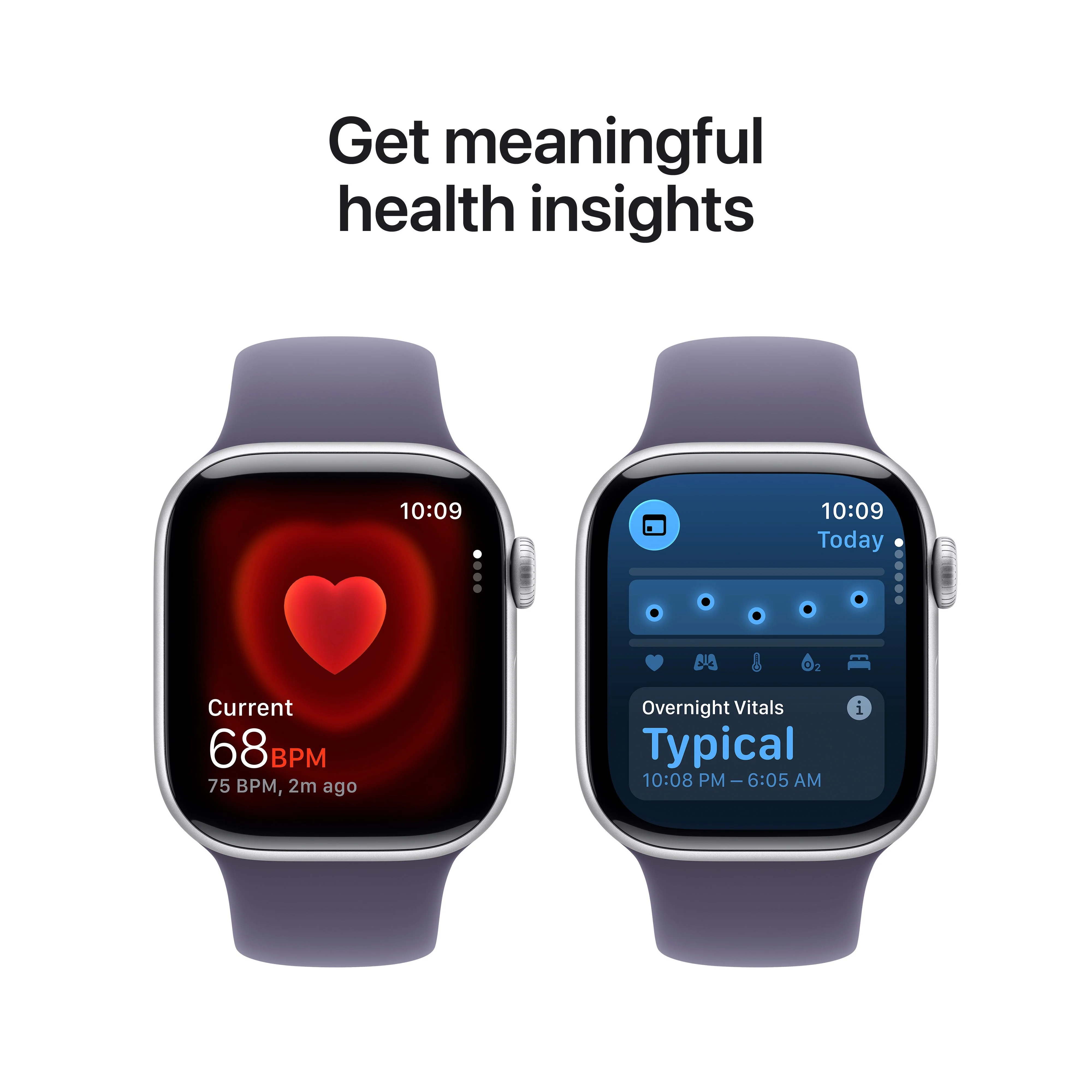 Apple Watch Series 11 GPS, Caixa em alumínio prateado de 42 mm com Bracelete desportiva roxo névoa - S/M - Image 5