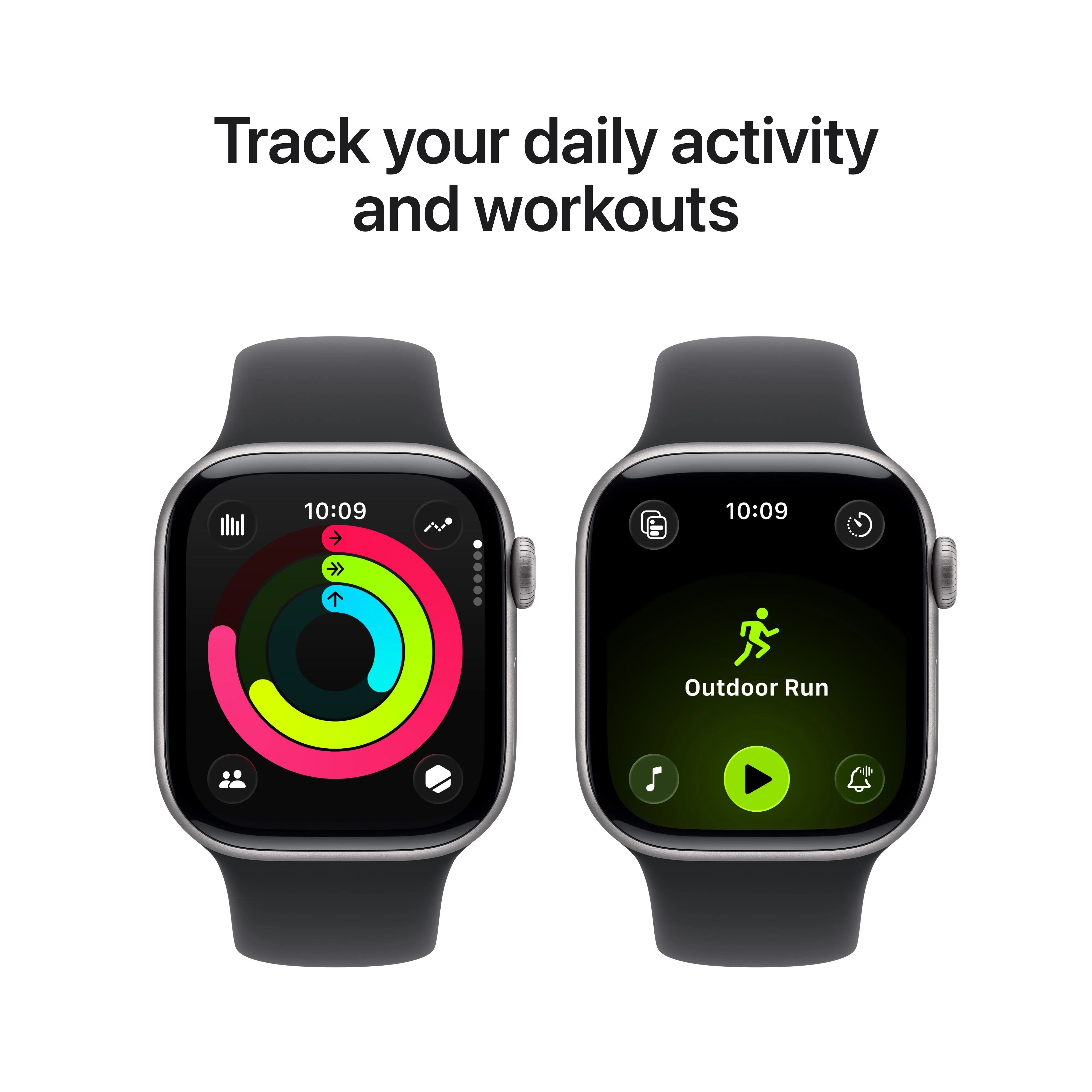 Apple Watch Series 11 GPS + Cellular, Caixa em alumínio cinzento sideral de 42 mm com Bracelete desportiva preta - M/L - Image 4