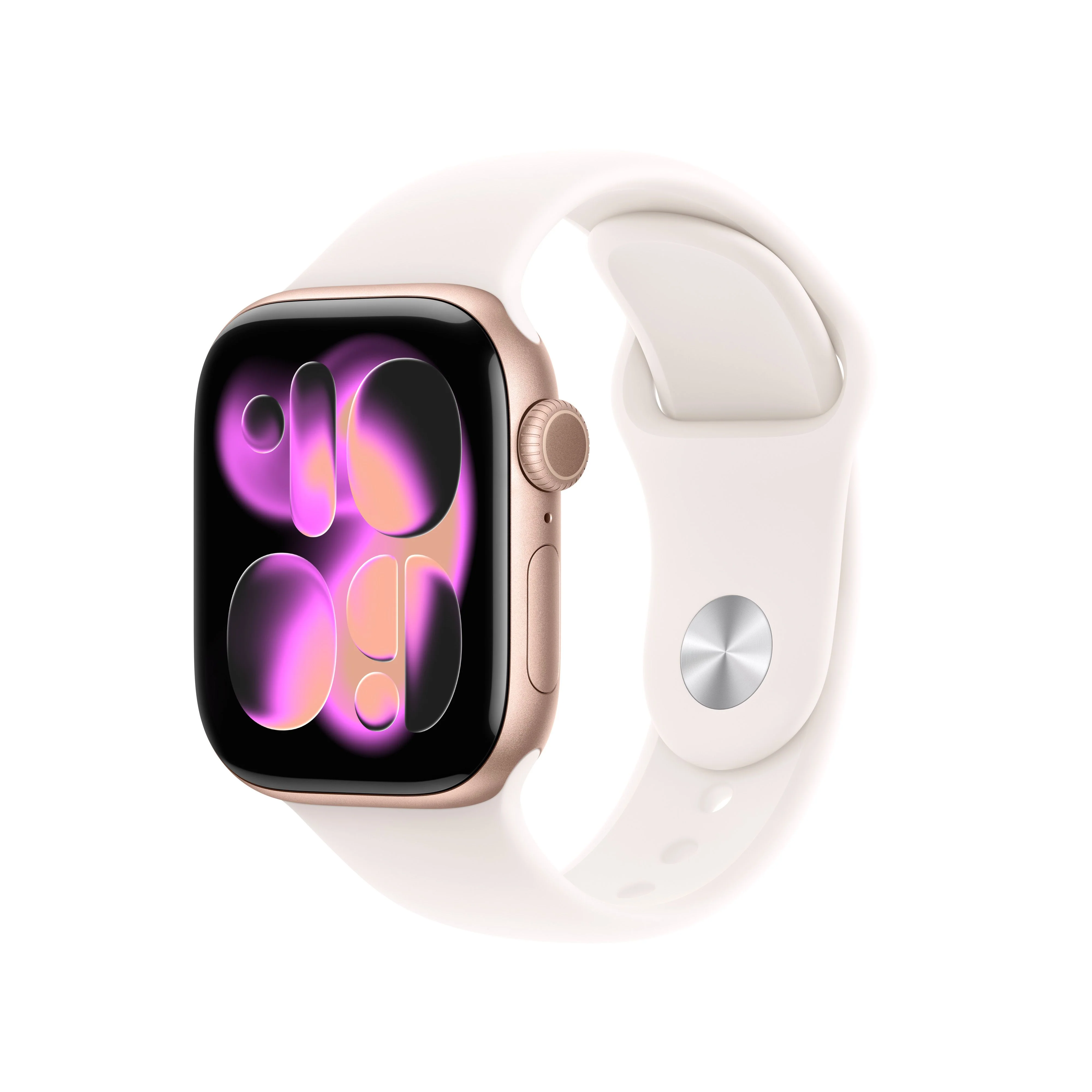 Apple Watch Series 11 GPS + Cellular, Caixa em alumínio rosa‑dourado de 42 mm com Bracelete desportiva rosa leve - S/M