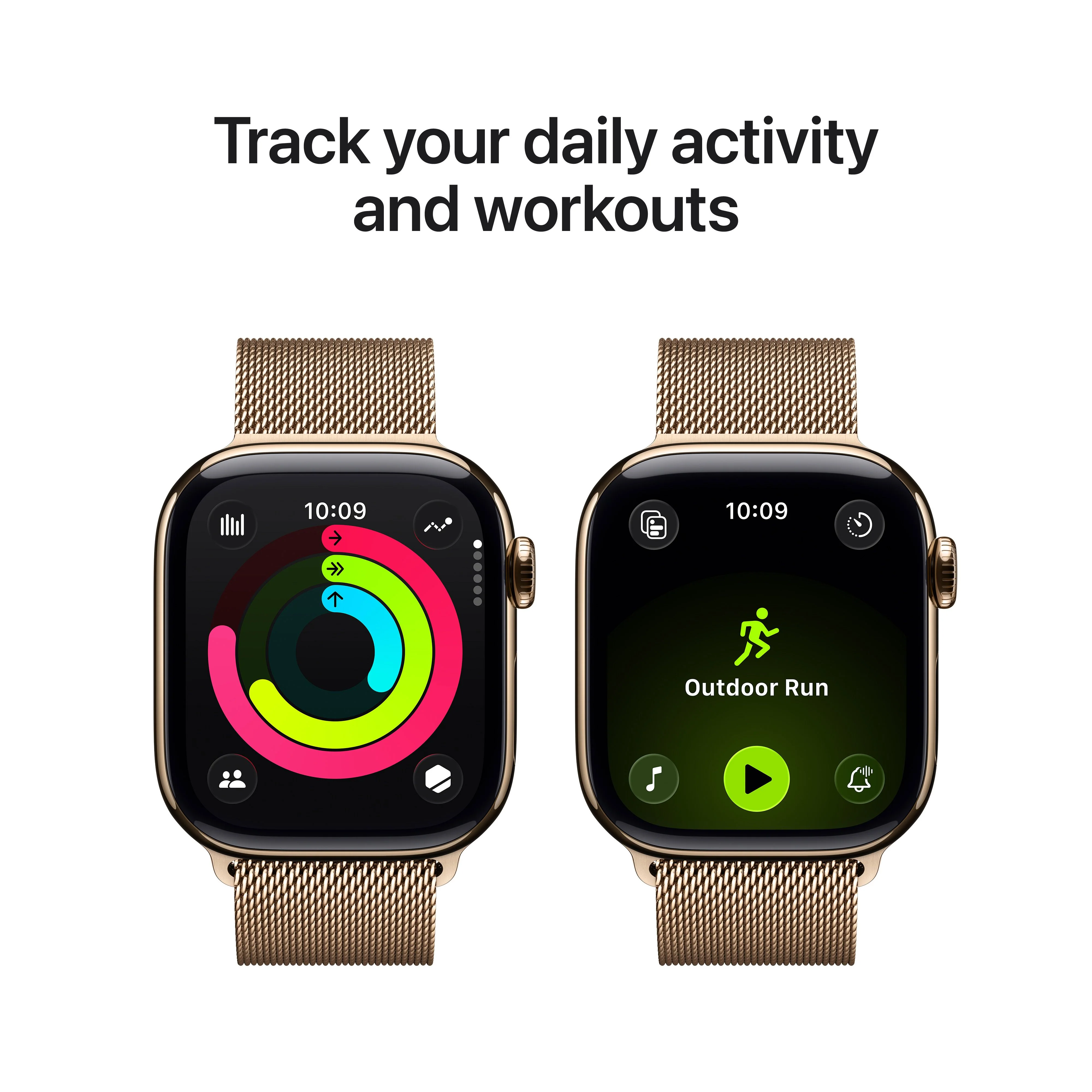 Apple Watch Series 11 GPS + Cellular, Caixa em titânio dourado de 42 mm com Loop milanesa dourada - Image 4