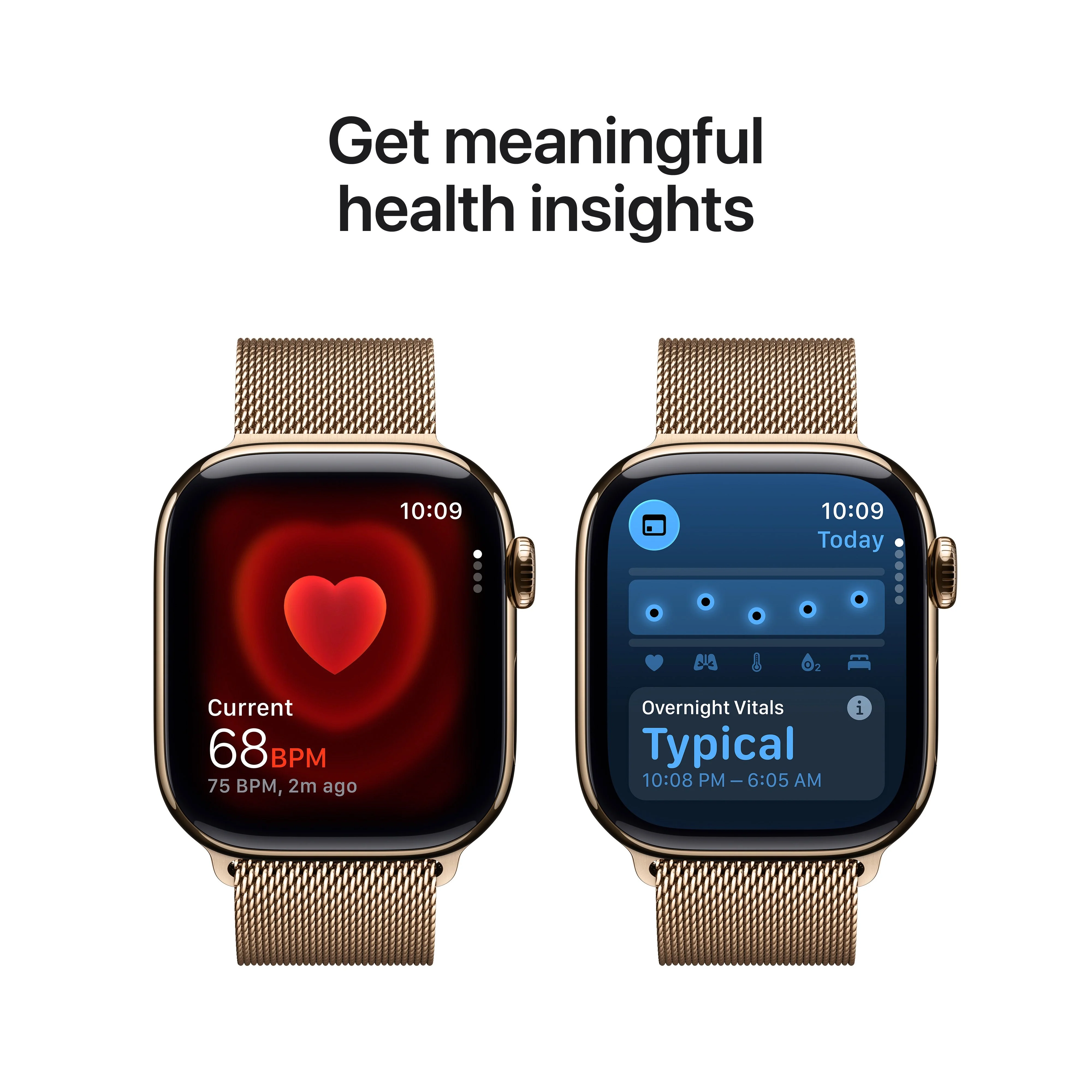Apple Watch Series 11 GPS + Cellular, Caixa em titânio dourado de 42 mm com Loop milanesa dourada - Image 5