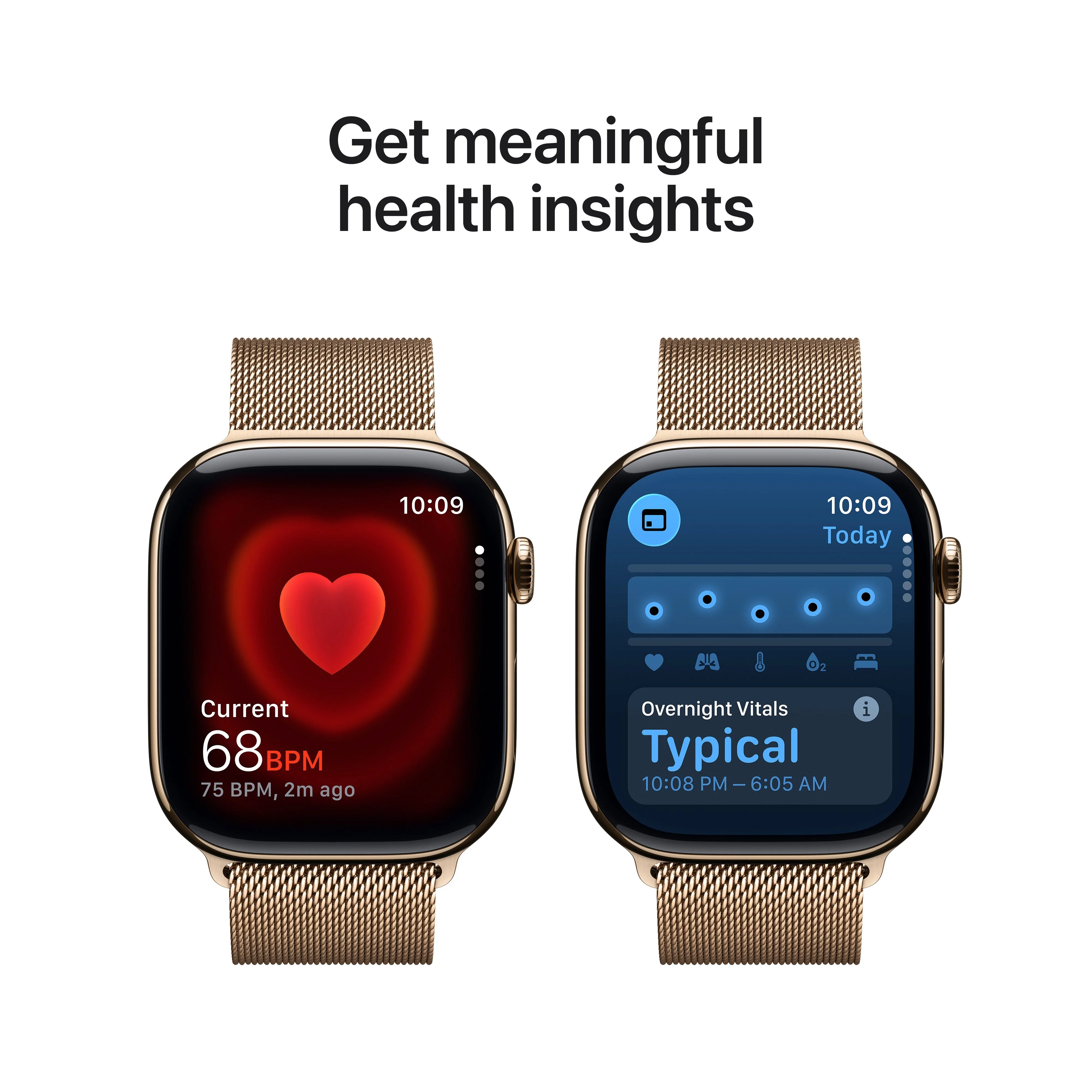 Apple Watch Series 11 GPS + Cellular, Caixa em titânio dourado de 46 mm com Loop milanesa dourada - M/L - Image 5