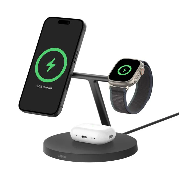 Belkin BOOST CHARGE PRO 3-em-1 Qi2 15w w/AW fast charge BK
