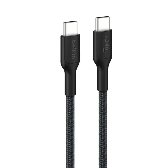 Cabo USB-C para USB-C Entrançado 240W (2 metros) – Preto