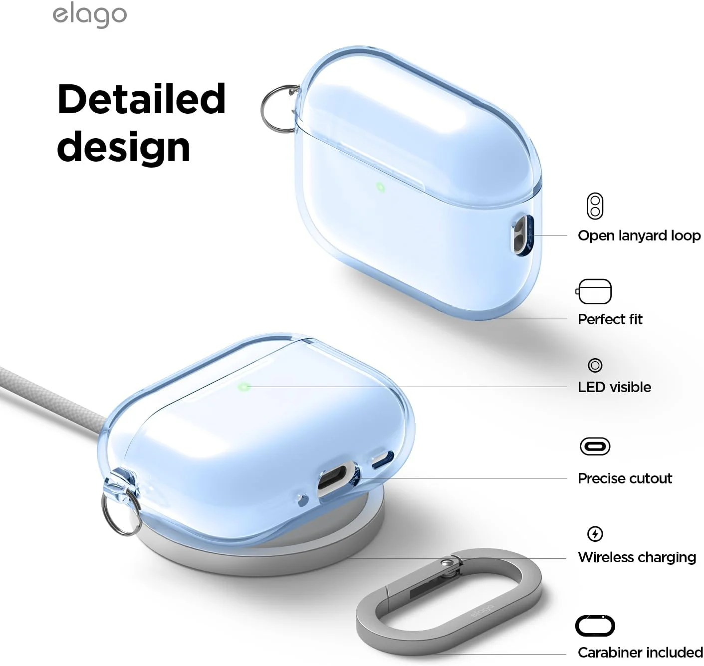 Capa para AirPods Pro 3 + Mosquetão da Elago - Azul - Image 2