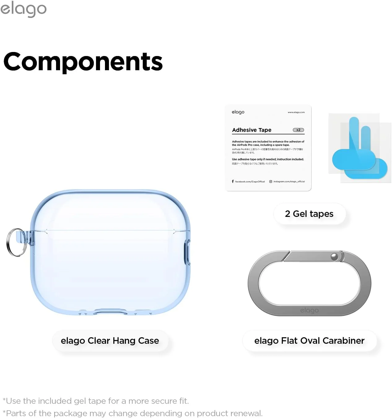 Capa para AirPods Pro 3 + Mosquetão da Elago - Azul - Image 3