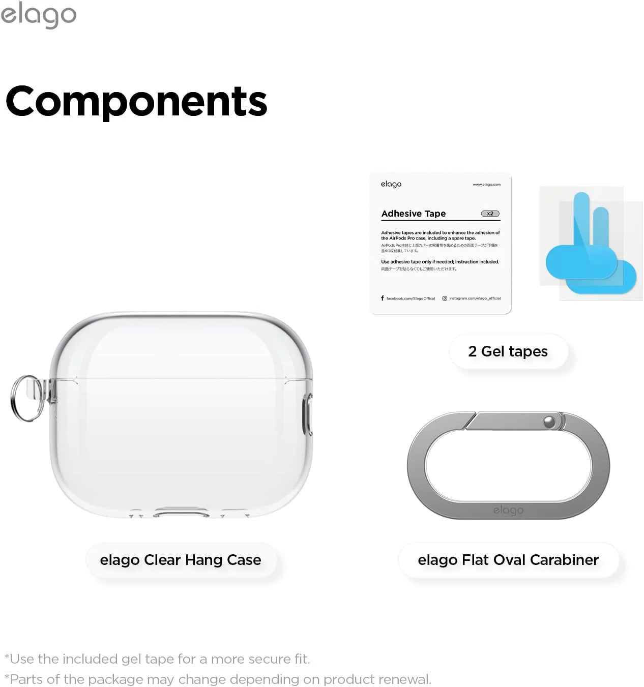 Capa para AirPods Pro 3 + Mosquetão da Elago - Transparente - Image 2