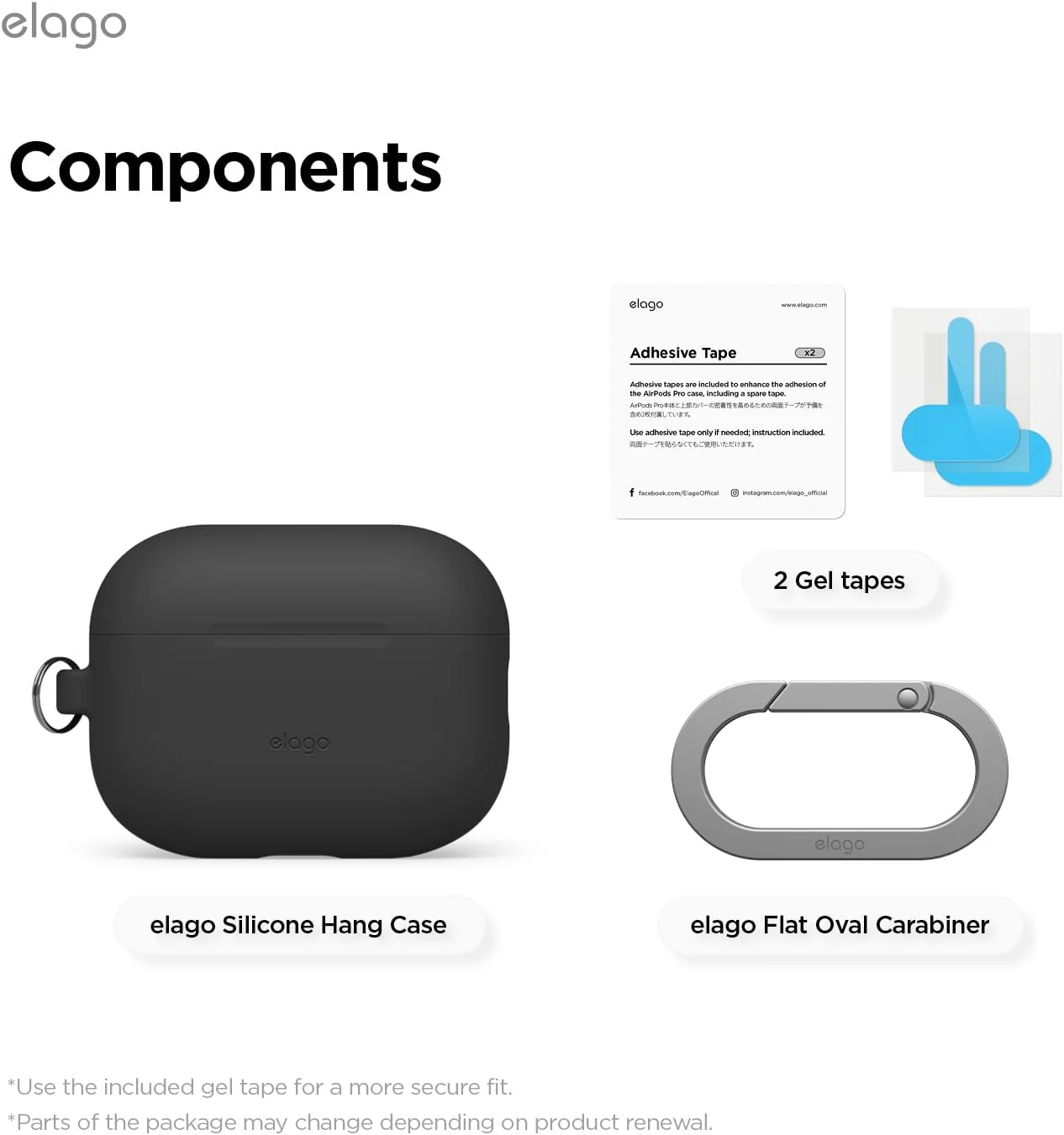 Capa para AirPod Pro 3 com mosquetão da Elago - Preto - Image 3