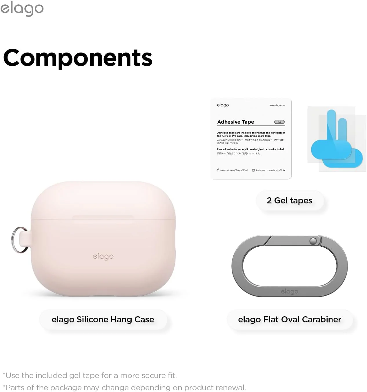 Capa para AirPod Pro 3 com mosquetão da Elago - Rosa areia - Image 4