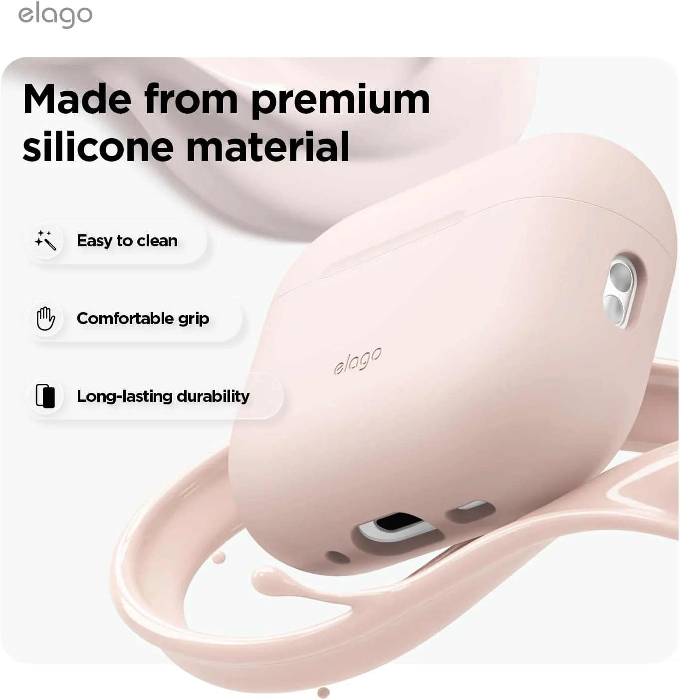 Capa para AirPod Pro 3 com mosquetão da Elago - Rosa areia - Image 5