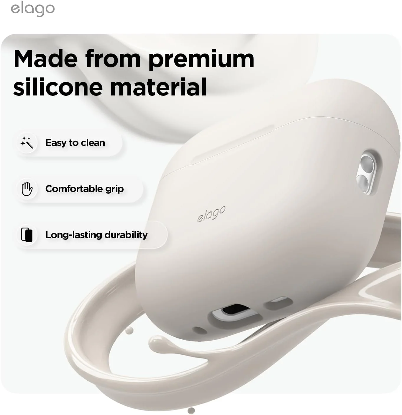 Capa para AirPod Pro 3 com mosquetão da Elago - Cinza pedra - Image 5