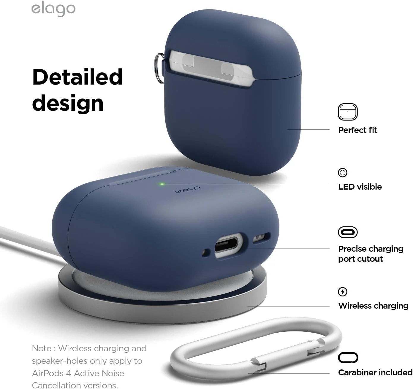 Capa para AirPods 4 silicone com mosquetão - Jeans - Image 3