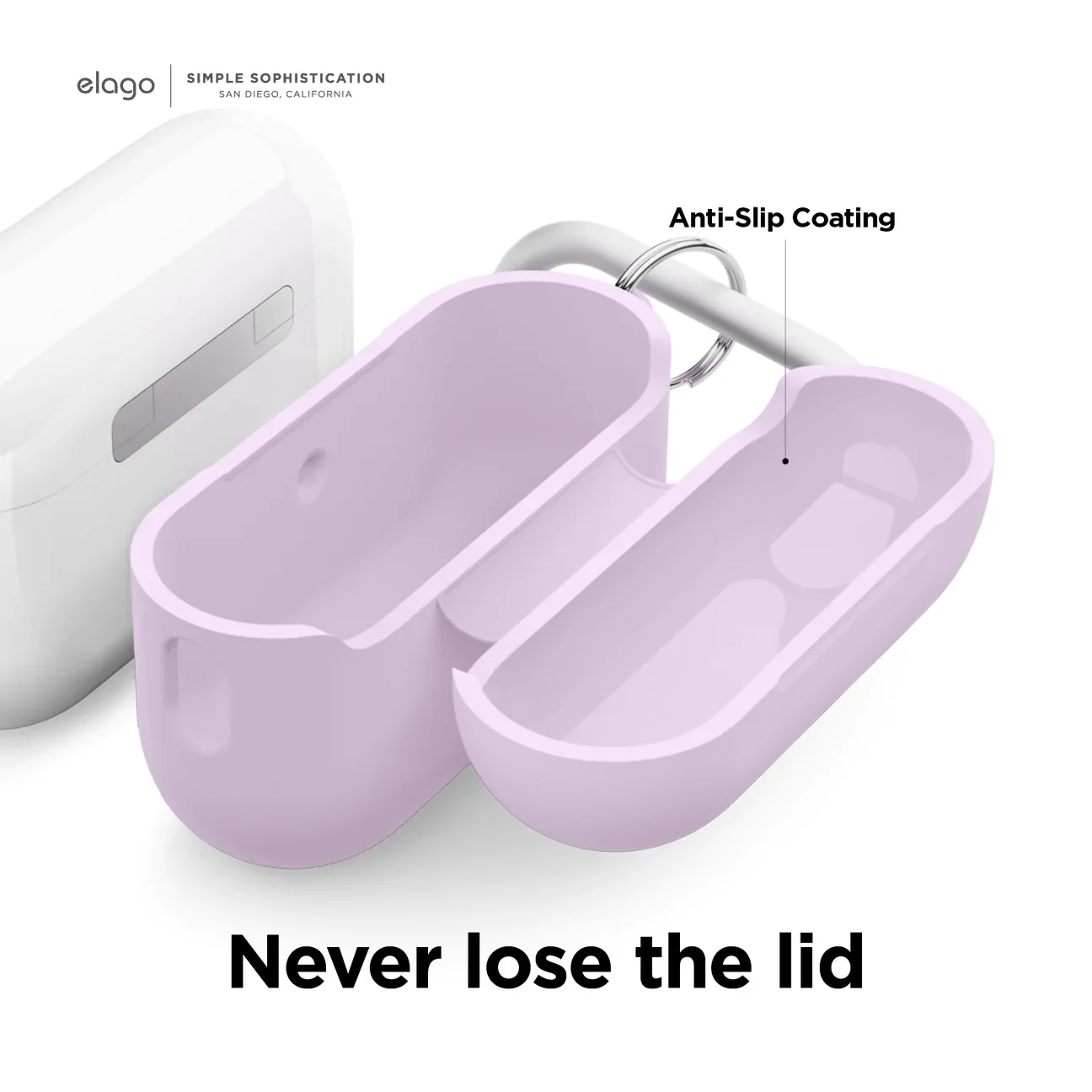 Capa para AirPods Pro 2 silicone com mosquetão - Lavanda - Image 5