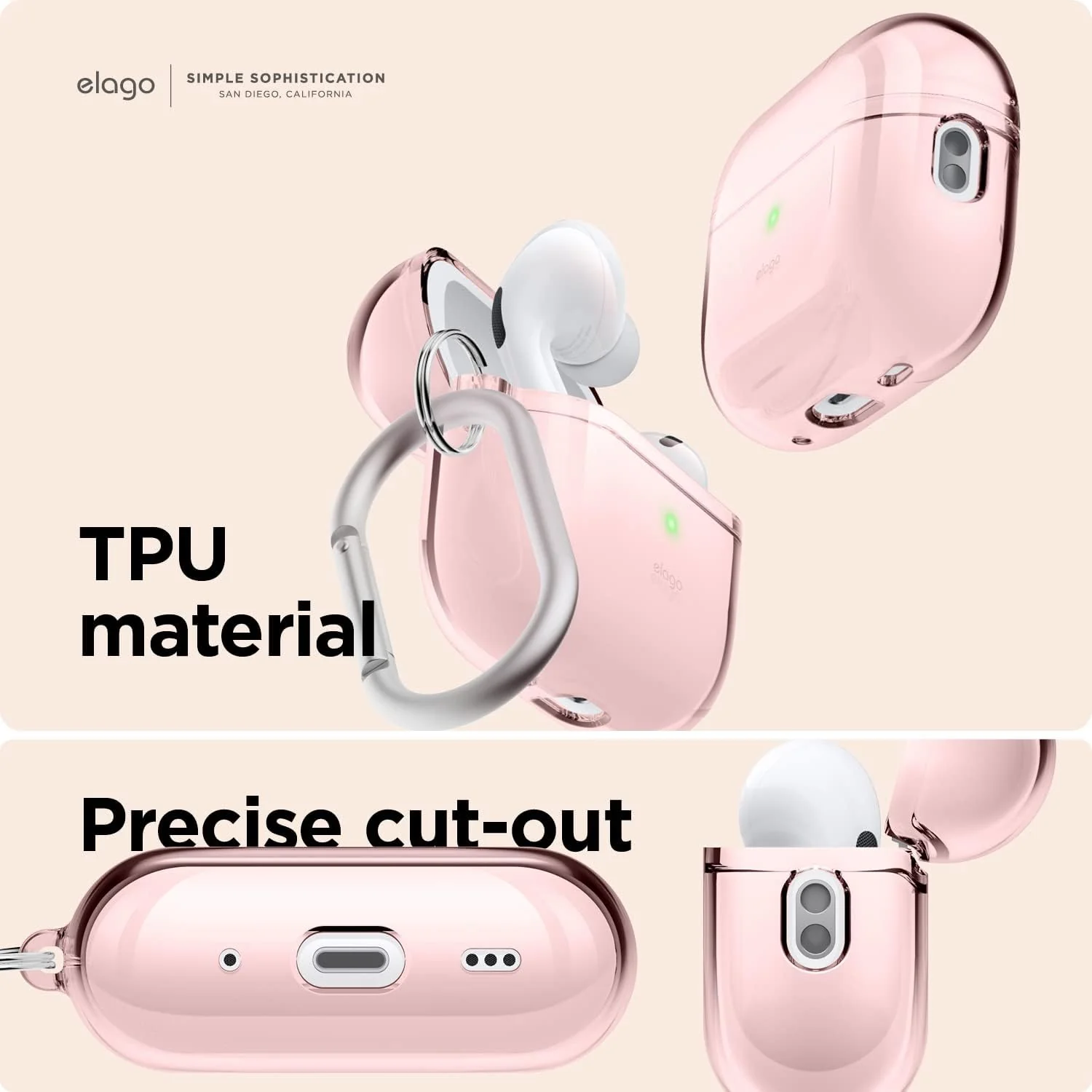 Capa para AirPods 2 TPU com mosquetão - Lovely Pink - Image 2