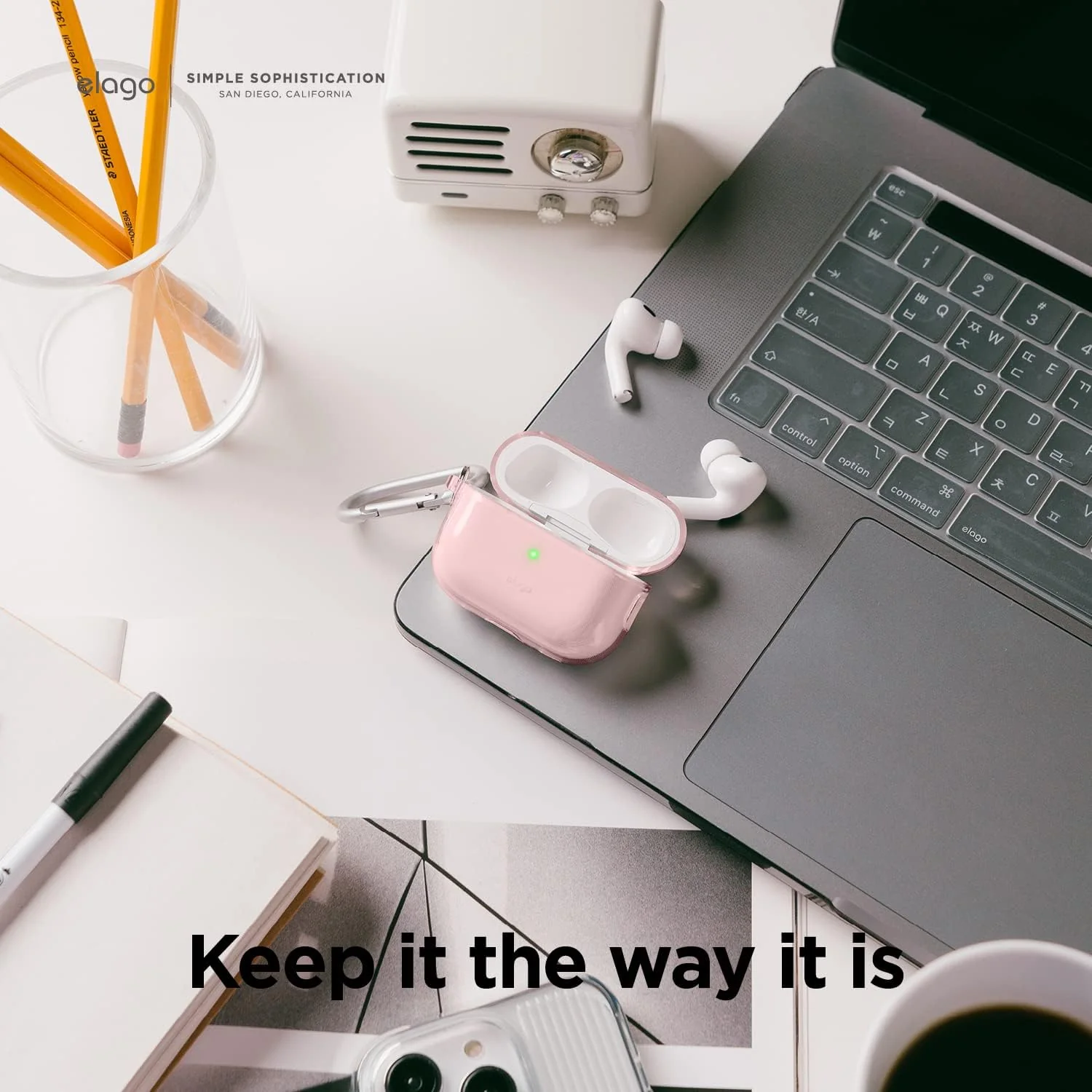 Capa para AirPods 2 TPU com mosquetão - Lovely Pink - Image 4