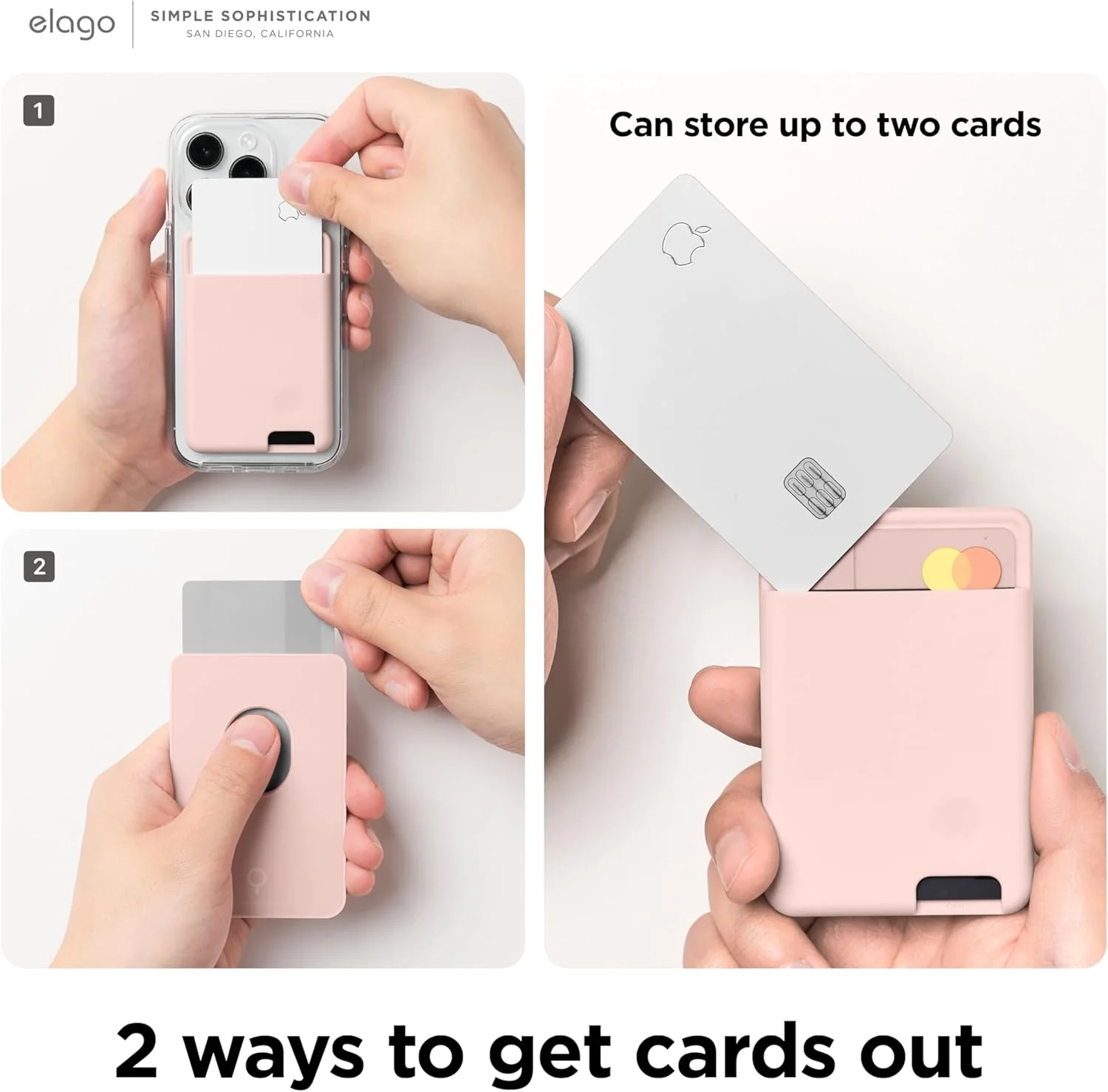 Porta-cartões em silicone para iPhone - Rosa areia - Image 3