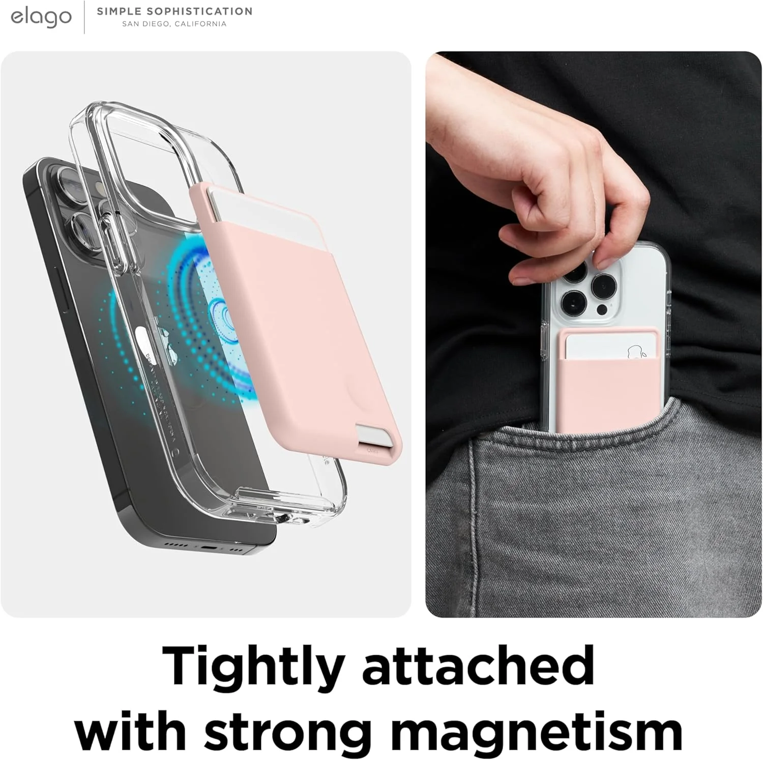 Porta-cartões em silicone para iPhone - Rosa areia - Image 5