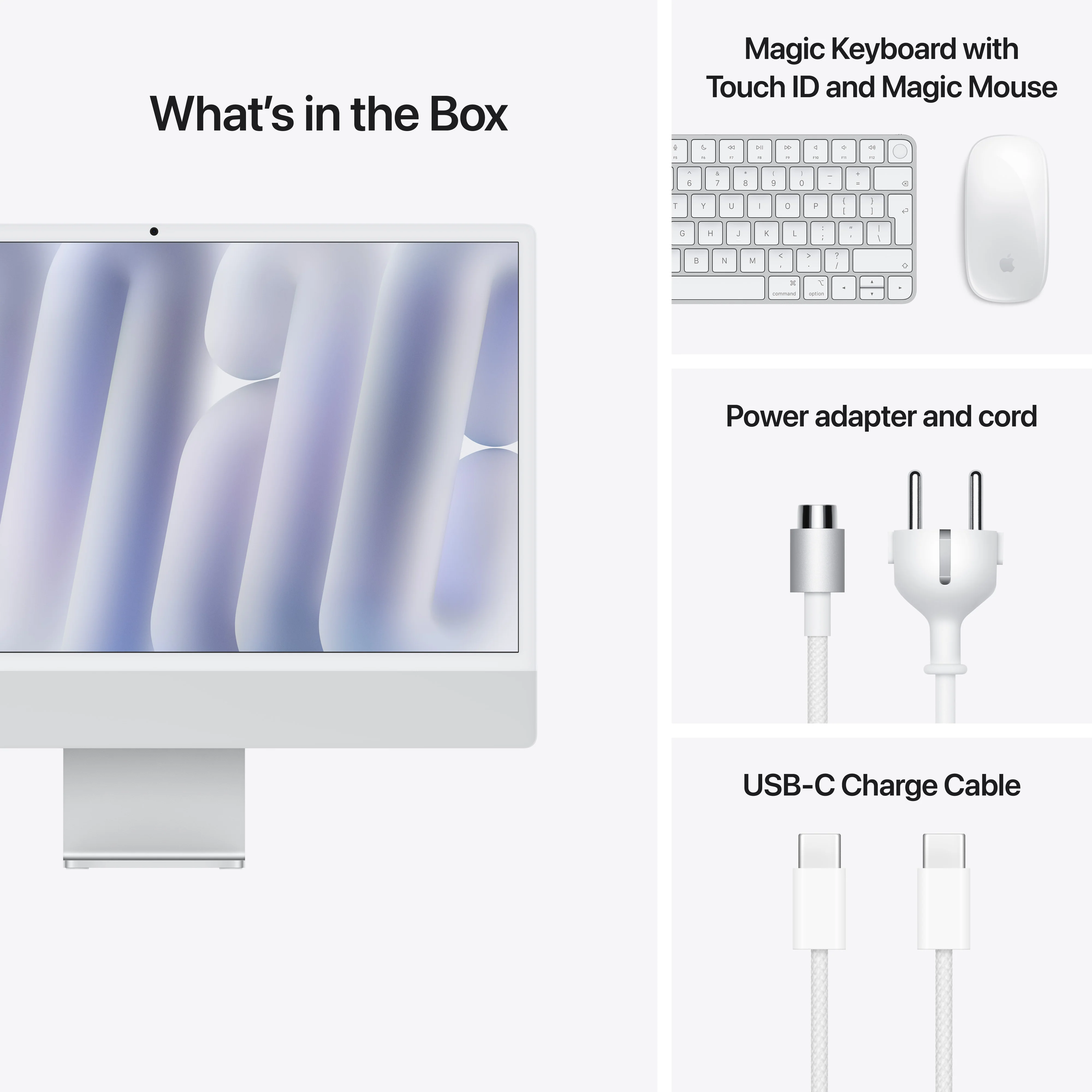iMac com ecrã Retina 4,5K de 24 polegadas: Processador M4 da Apple com CPU 10‑core e GPU 10‑core, 512 GB SSD - Prateado - Image 9