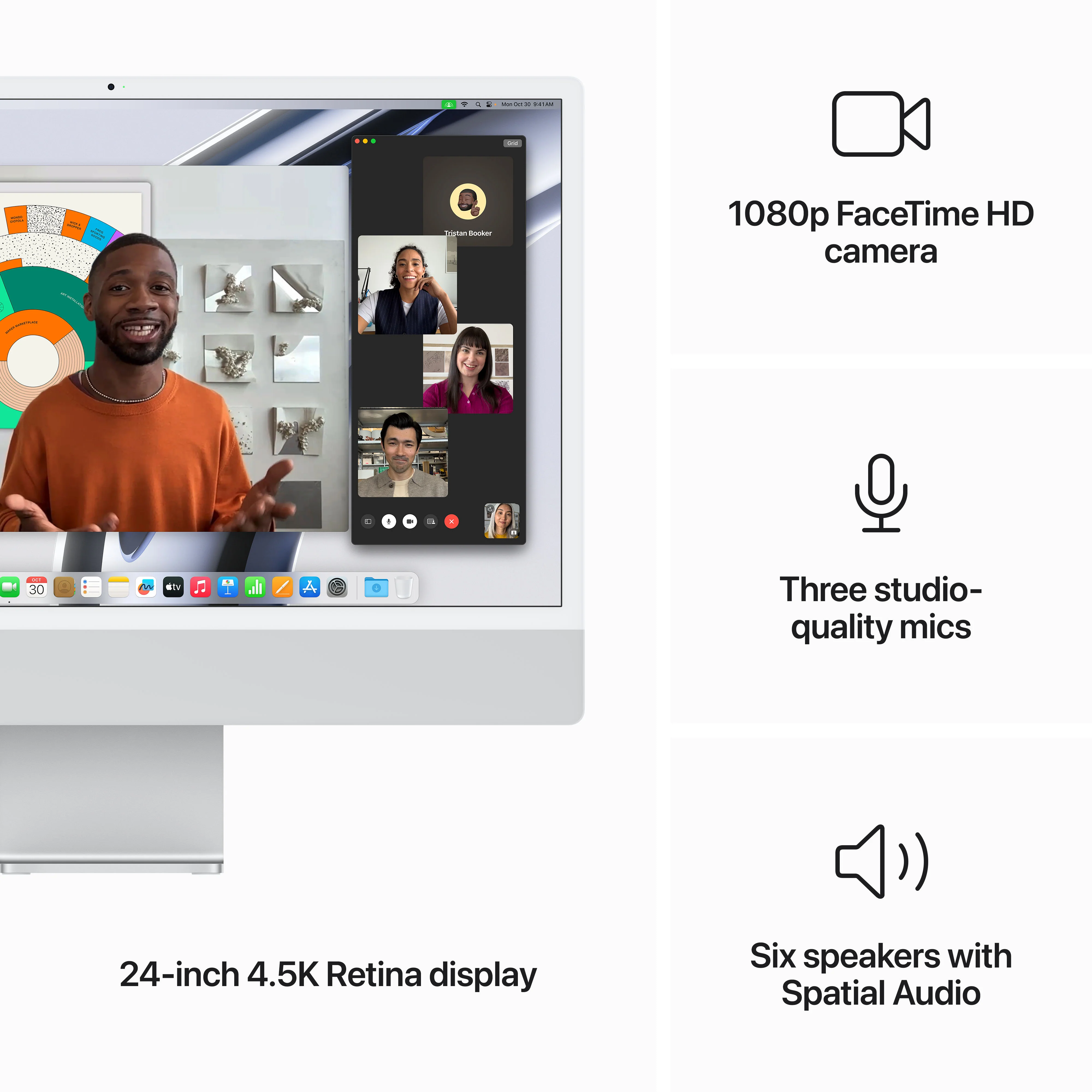 iMac com ecrã Retina 4,5K de 24 polegadas: Processador M3 da Apple com CPU 8‑core e GPU 10‑core, 512 GB SSD - Prateado - Image 5