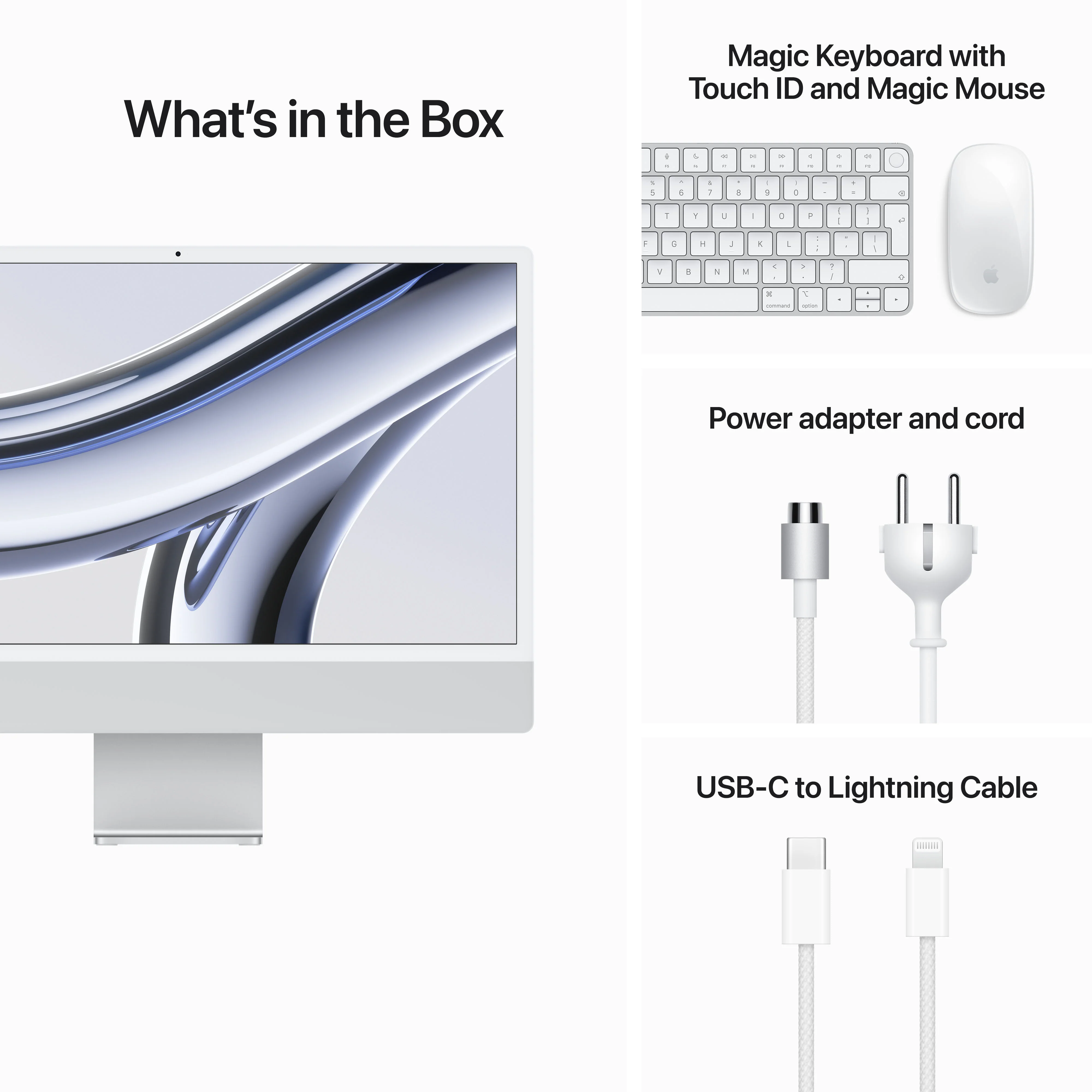 iMac com ecrã Retina 4,5K de 24 polegadas: Processador M3 da Apple com CPU 8‑core e GPU 10‑core, 512 GB SSD - Prateado - Image 9