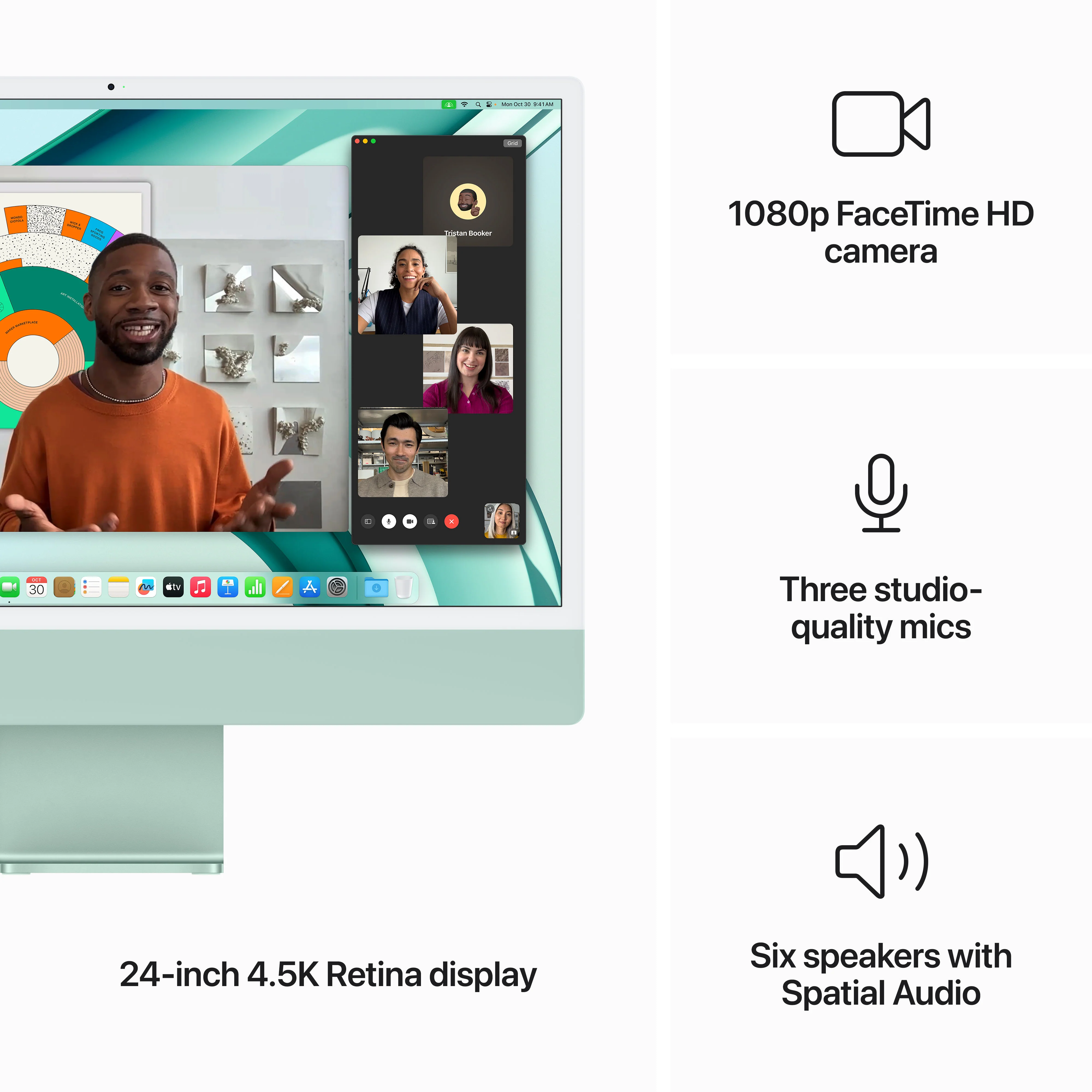 iMac com ecrã Retina 4,5K de 24 polegadas: Processador M3 da Apple com CPU 8‑core e GPU 10‑core, 512 GB SSD - Verde - Image 5