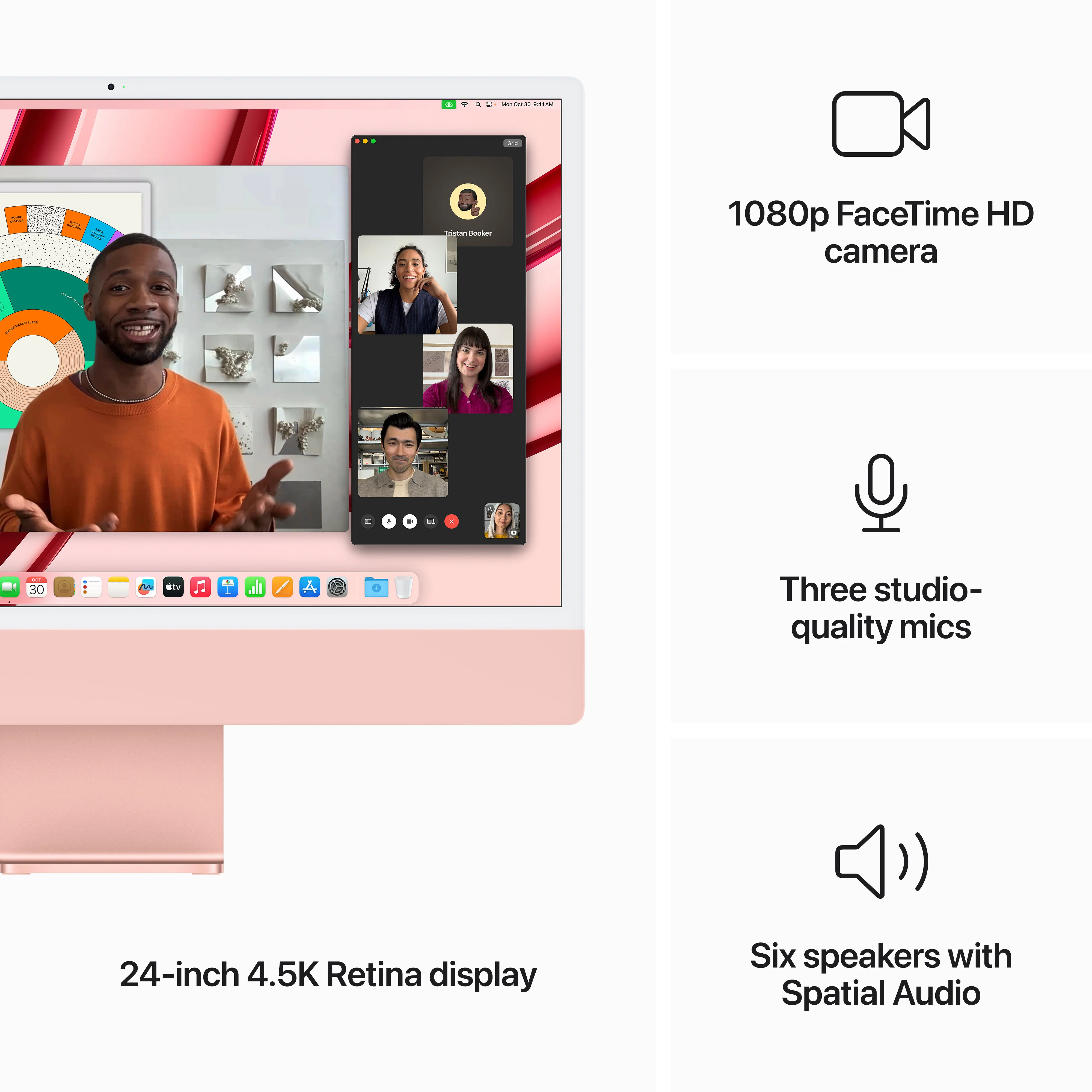 iMac com ecrã Retina 4,5K de 24 polegadas: Processador M3 da Apple com CPU 8‑core e GPU 10‑core, 512 GB SSD - Rosa - Image 5