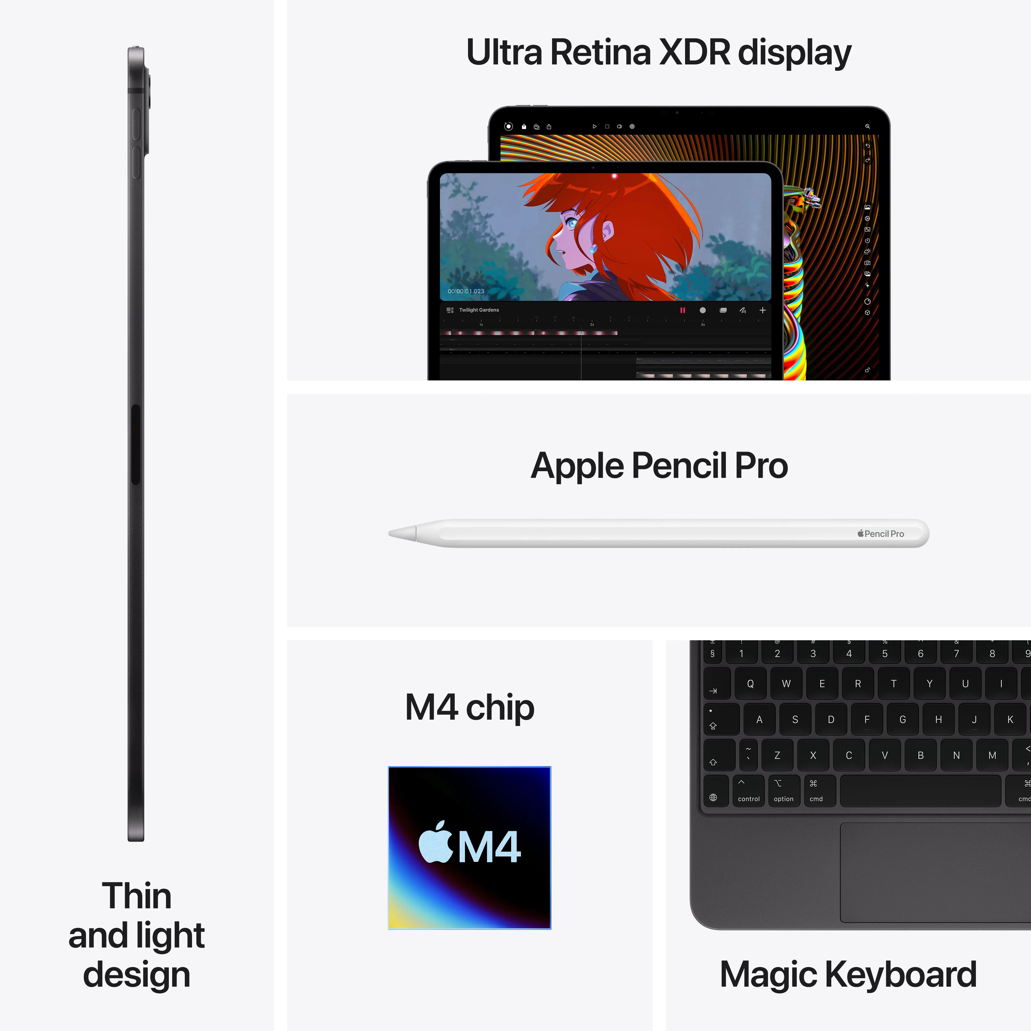 iPad Pro Wi-Fi de 13 polegadas Wi-Fi + Cellular 2 TB Vidro de nanotextura - Preto sideral (M4) - Image 9