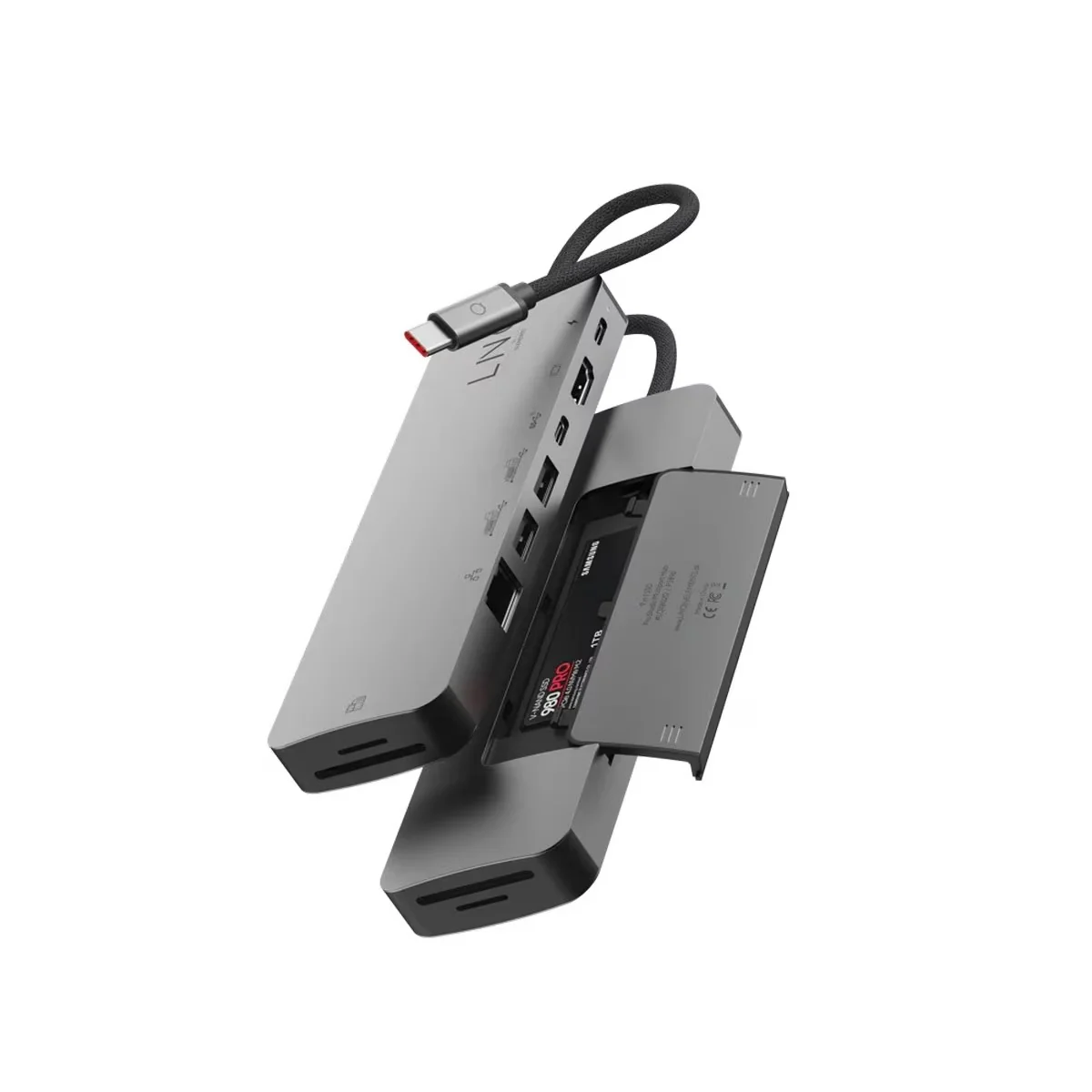 HUB USB-C com 9 portas e slot para SSD