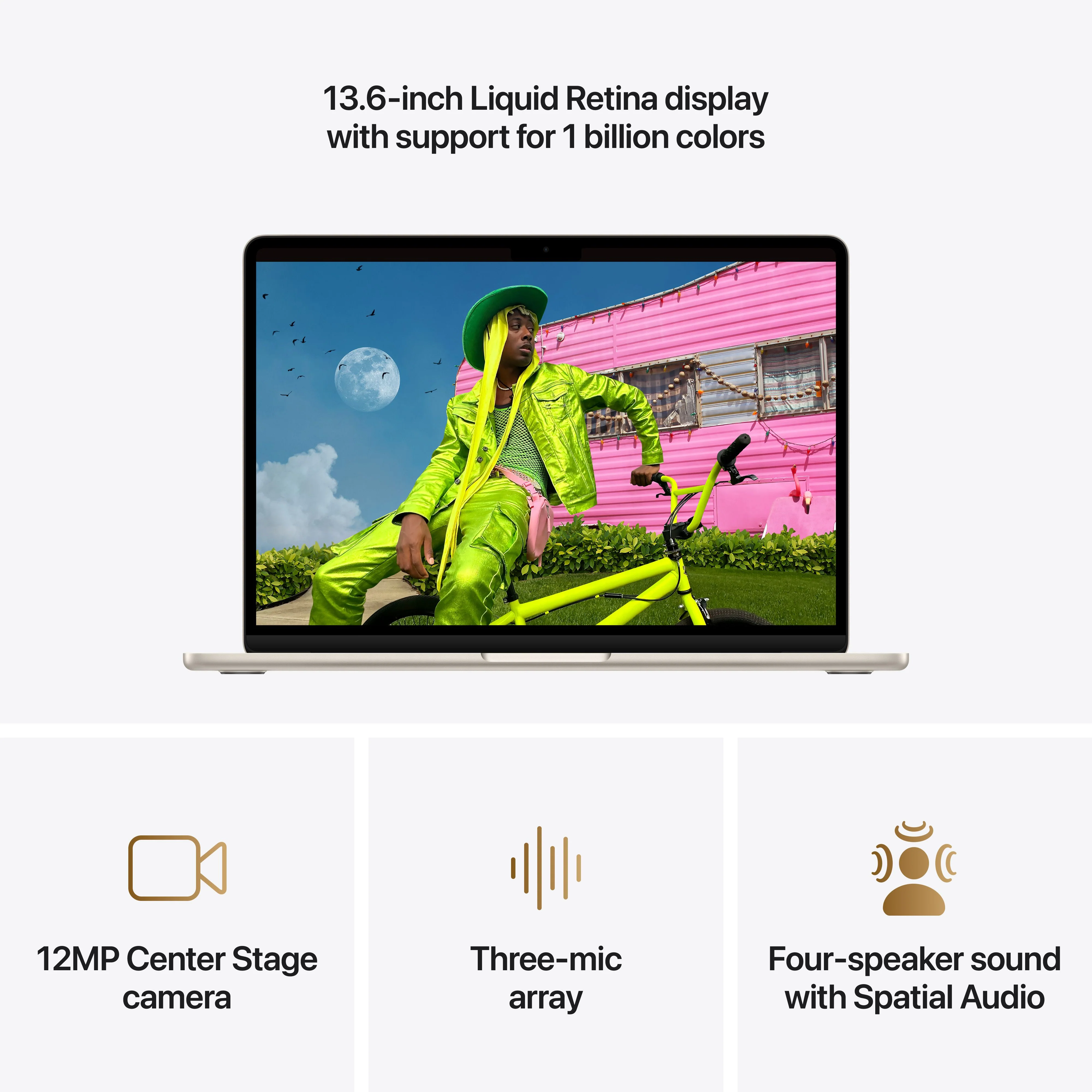 MacBook Air de 13 polegadas: Processador M5 da Apple com CPU 10‑Core e GPU 10‑Core, 1 TB SSD - Luz das estrelas - Image 5