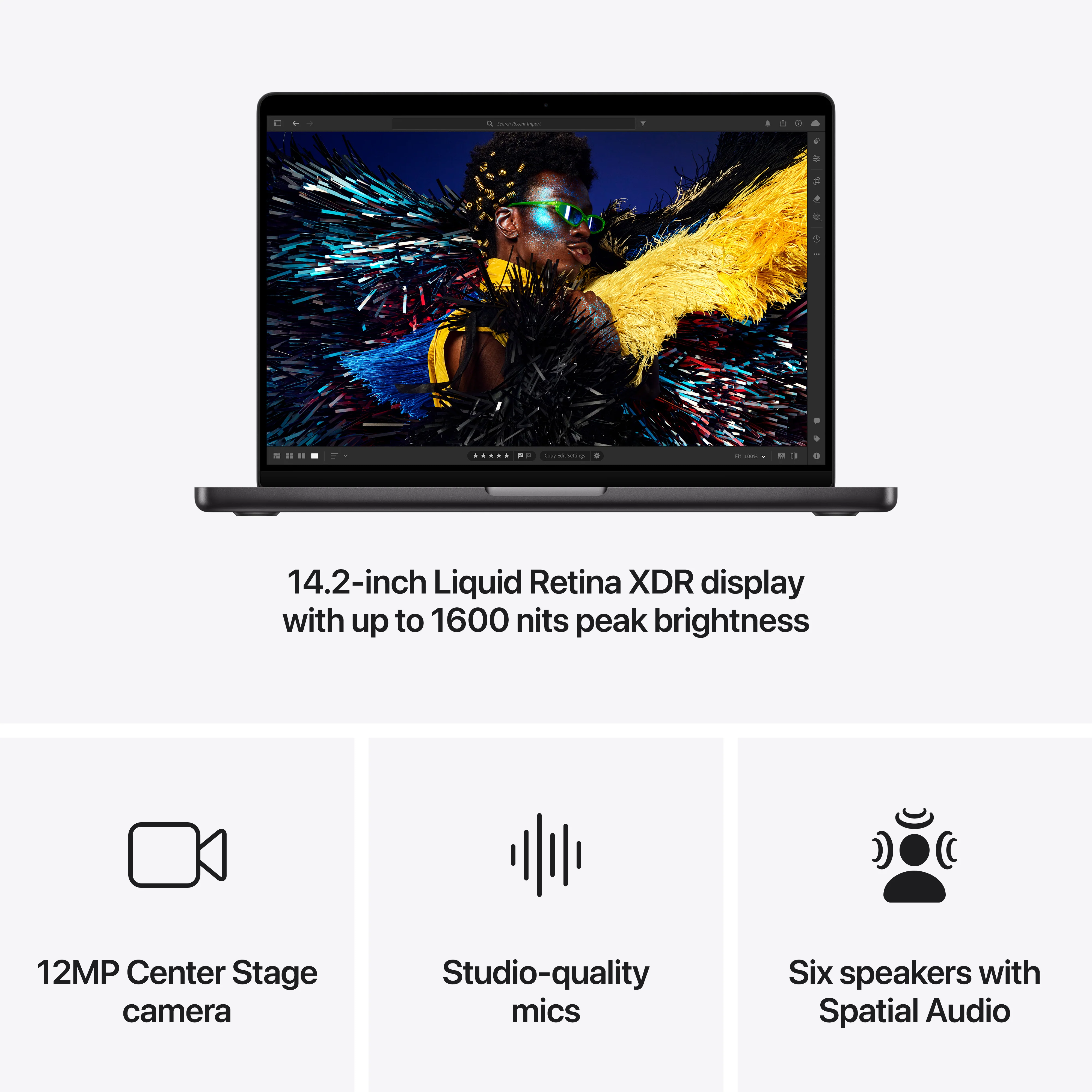 MacBook Pro de 14 polegadas: Processador M4 da Apple com CPU 10‑core e GPU 10‑core, 1 TB SSD - Preto sideral - Image 6