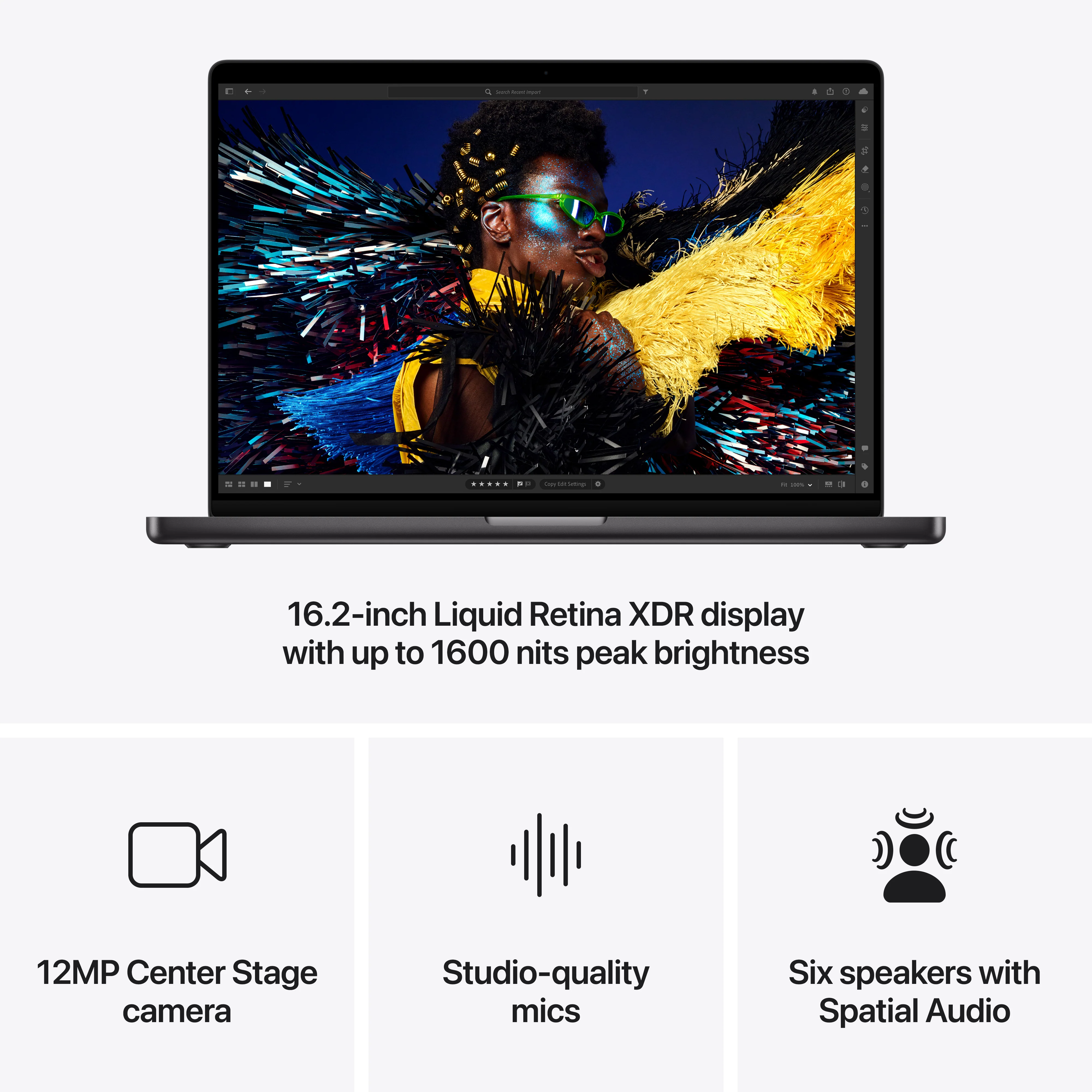 MacBook Pro de 16 polegadas: Processador M4 Max da Apple com CPU 16‑core e GPU 40‑core, 1 TB SSD - Preto sideral - Image 6