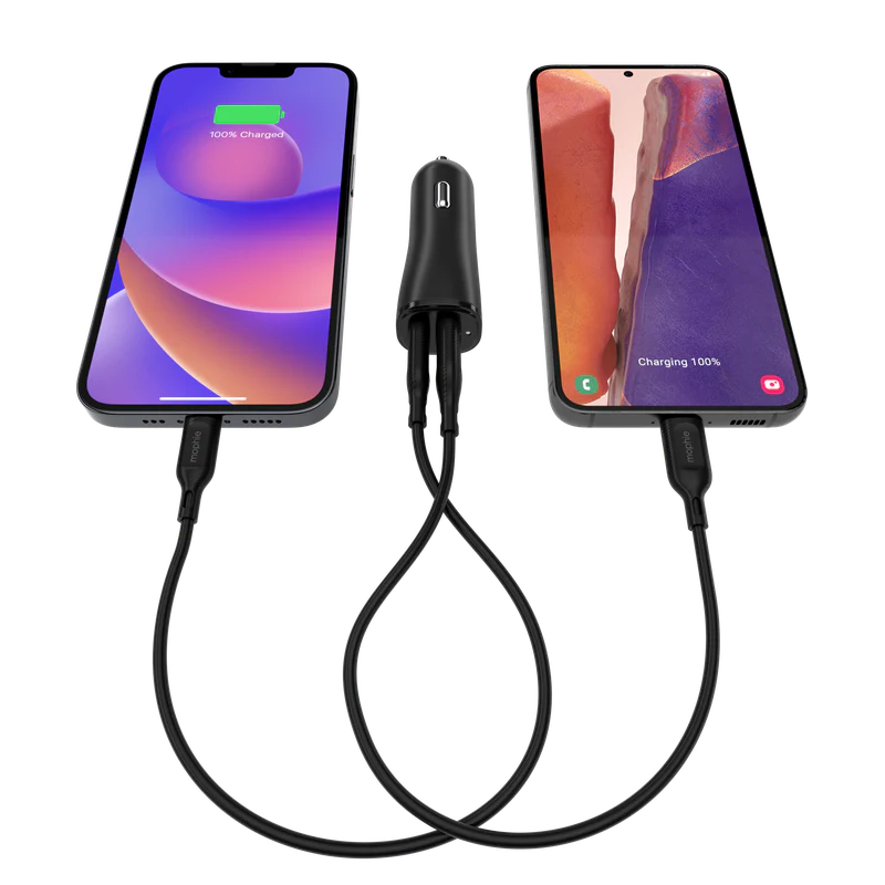Carregador para viatura Dual USB-C + USB-A 12W da Mophie - Preto - Image 3